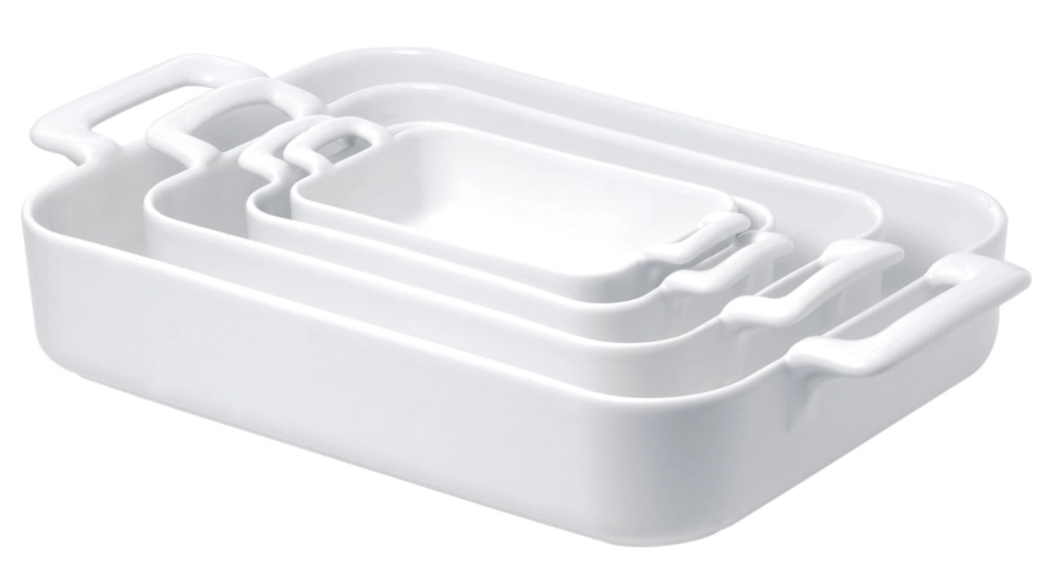 Elegante, weiße rechteckige Auflaufform mit 16 cm, ideal für die Zubereitung von herzhaften und süßen Gerichten im Ofen.