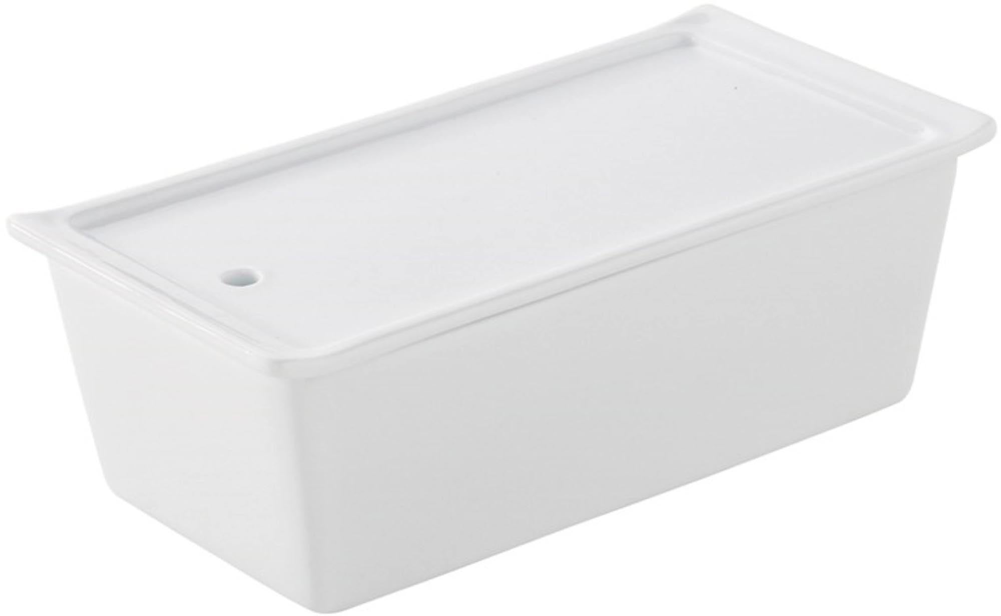Elegante weisse Terrine von Revol, 24x11x7 cm, aus langlebigem Porzellan. Ideal für Suppen und Eintöpfe, stilvoll und funktional.
