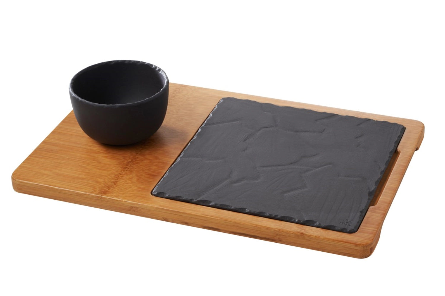 Moderner quadratischer Teller im Schiefer-Design, 20 cm, ideal für kreative Anrichtearten und besondere Dinner-Events.
