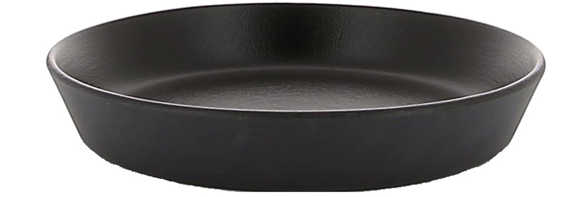 Eleganter schwarzer Equinoxe Teller von Revol, 14 cm, ideal für Vorspeisen und Desserts, aus robustem Porzellan.