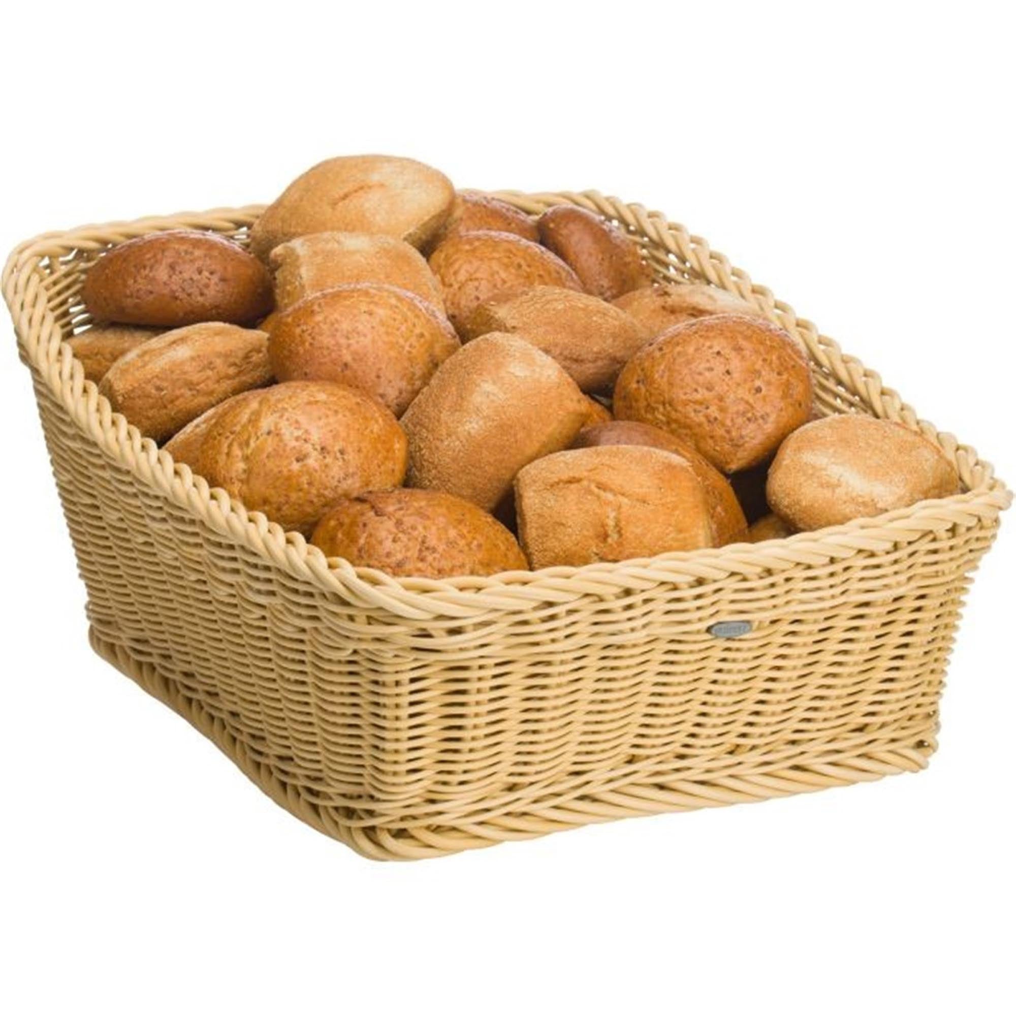 Präsentationskorb aus robustem Material, beige, Maße 42x50x14/24cm, ideal für stilvolle Präsentationen und Aufbewahrung.
