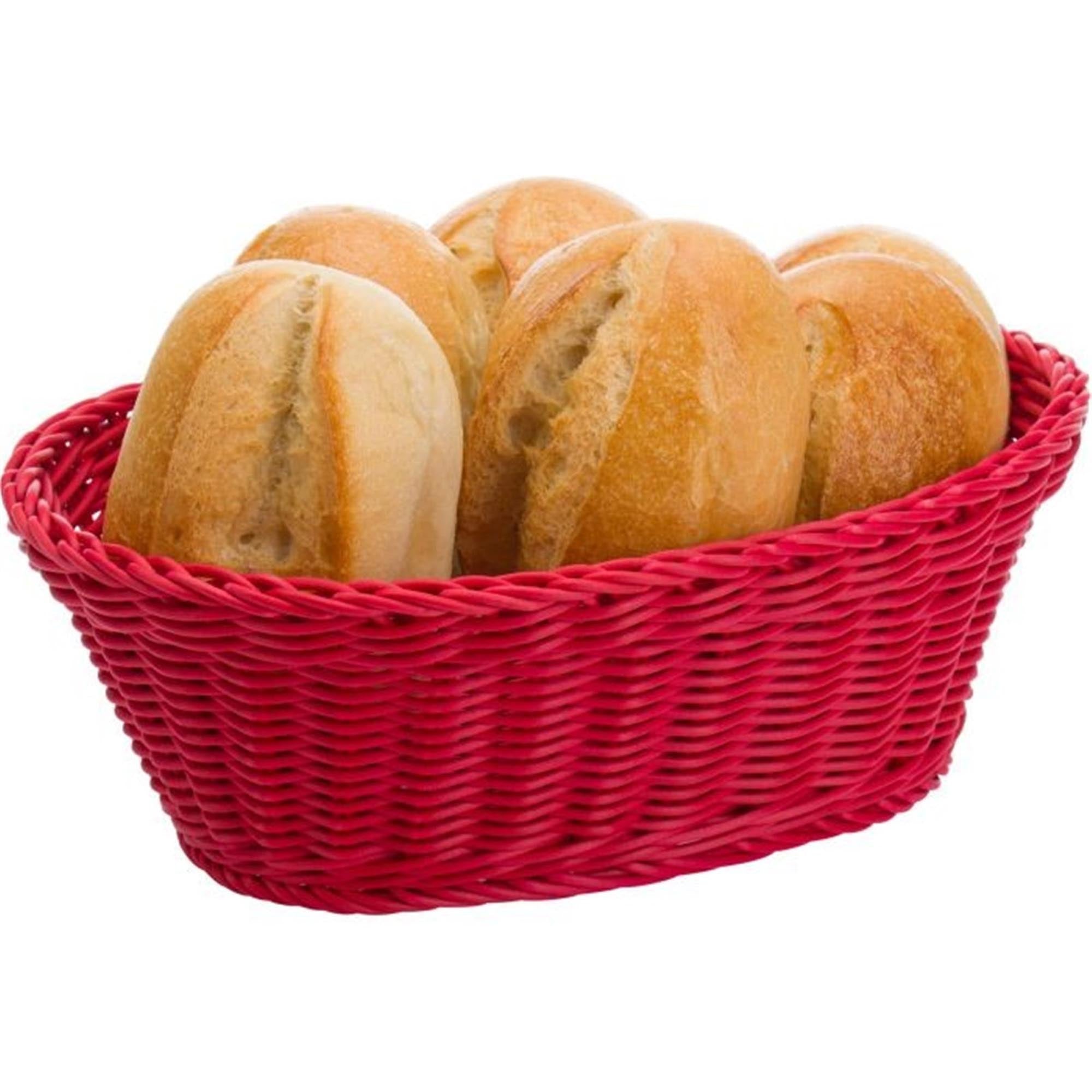 Ovaler Korb von Westmark in Rot, Maße 26x18,5x9 cm, ideal für Brot oder Obst, robust und stilvoll für den täglichen Gebrauch.