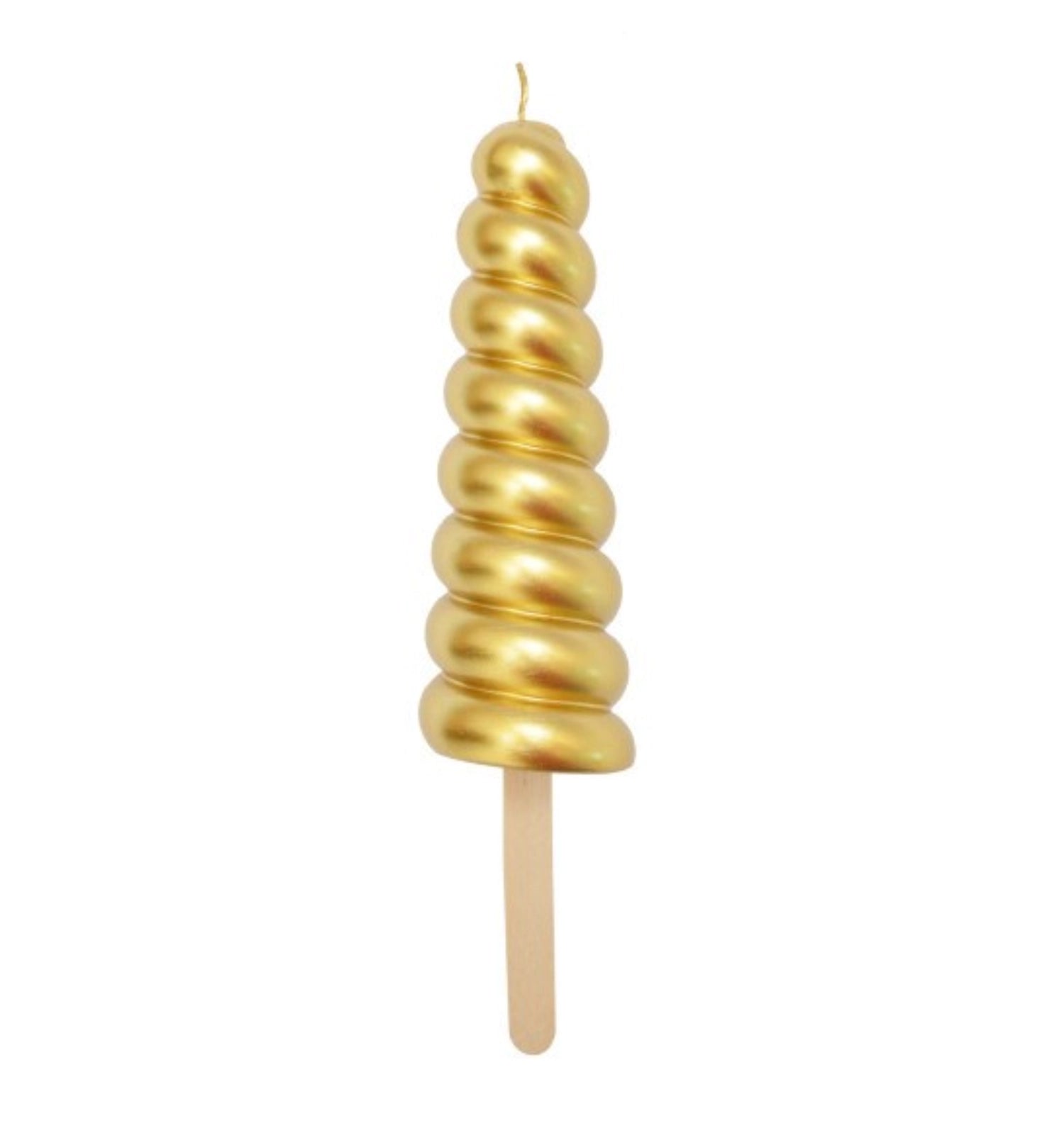 Entdecken Sie die zauberhafte Kerze XXL Einhorn-Horn Gold von Scrap Cooking – perfekt für Torten und Feiern! Magie für jeden Anlass!