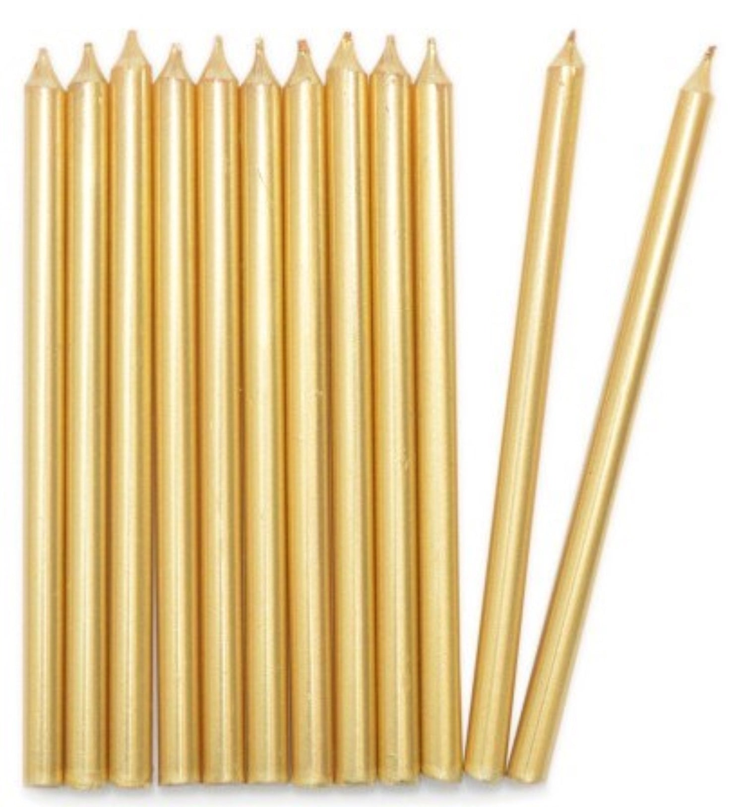 Entdecken Sie das 12er Set Kerzen lang gold 12cm von Scrap Cooking. Hochwertige, geruchsneutrale Paraffinkerzen für festliche Anlässe und stilvolle Dekoration.