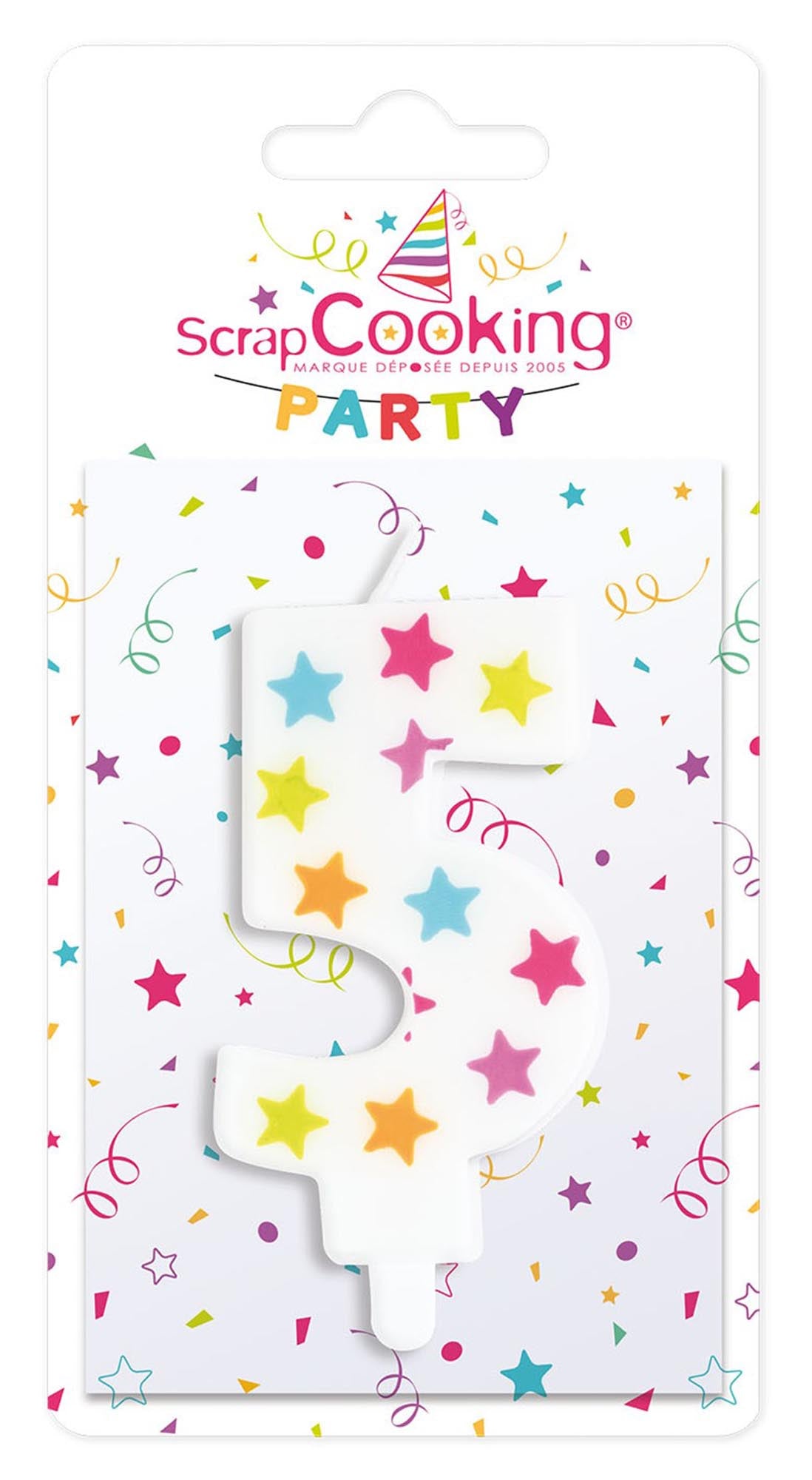 Stimmungsvolle Kerze Nummer 5 von Scrap Cooking, perfekt für gemütliche Abende und stilvolle Dekoration in jedem Raum.
