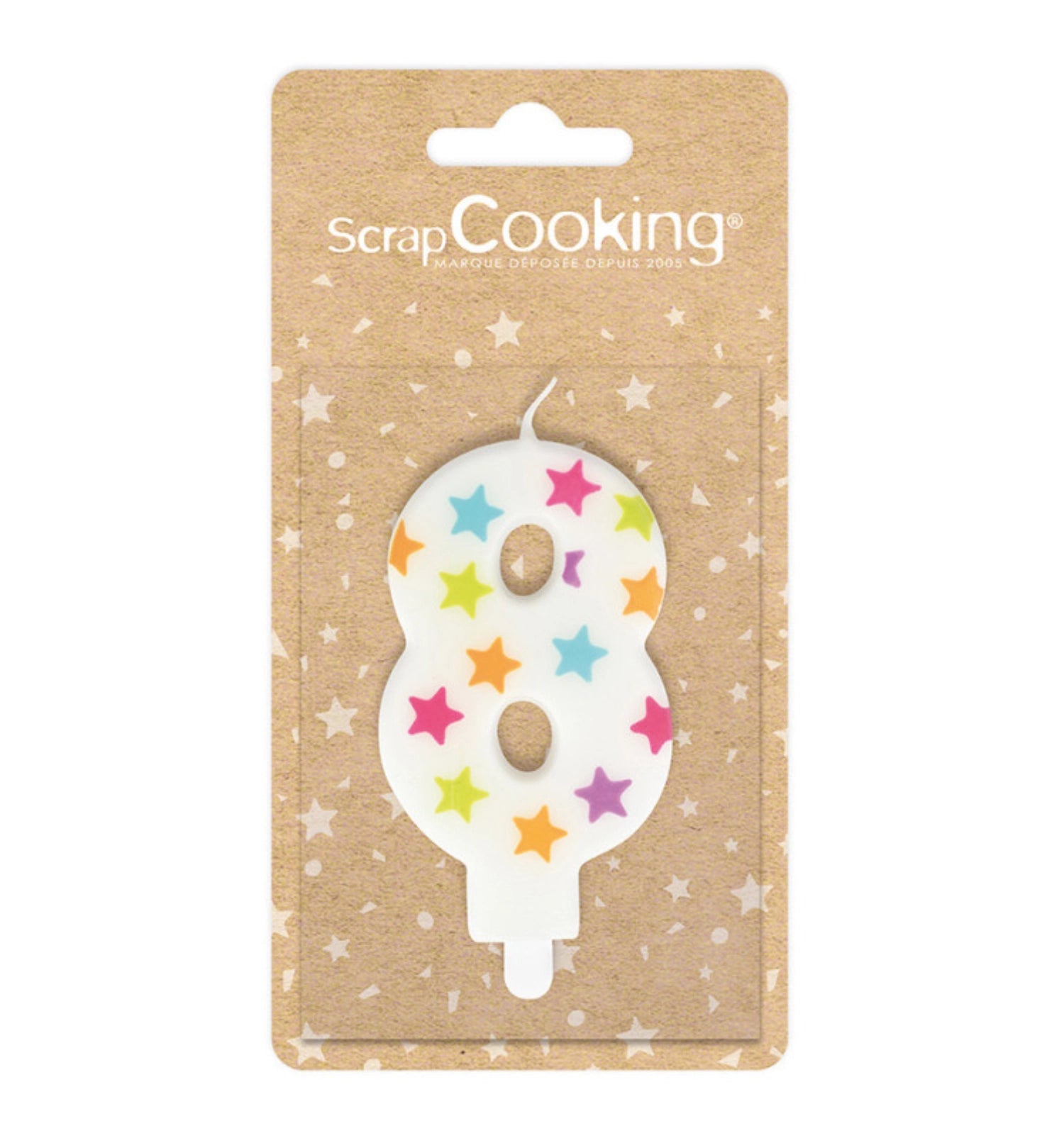 Elegante Kerze Nummer 8 von Scrap Cooking, ideal für romantische Anlässe und stilvolle Akzente in Ihrer Einrichtung.