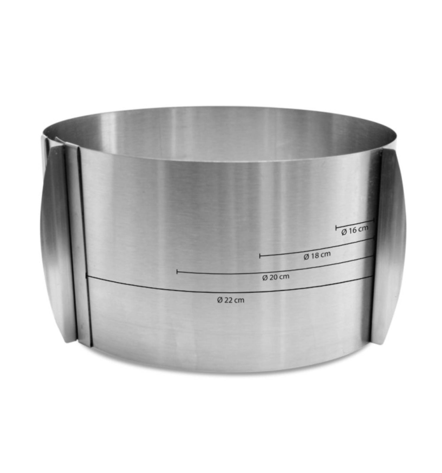 Edelstahlbackform rund, ausziehbar von Scrap Cooking, 15-23 cm Durchmesser, 12 cm hoch, ideal für Kuchen und Torten, langlebig und vielseitig.