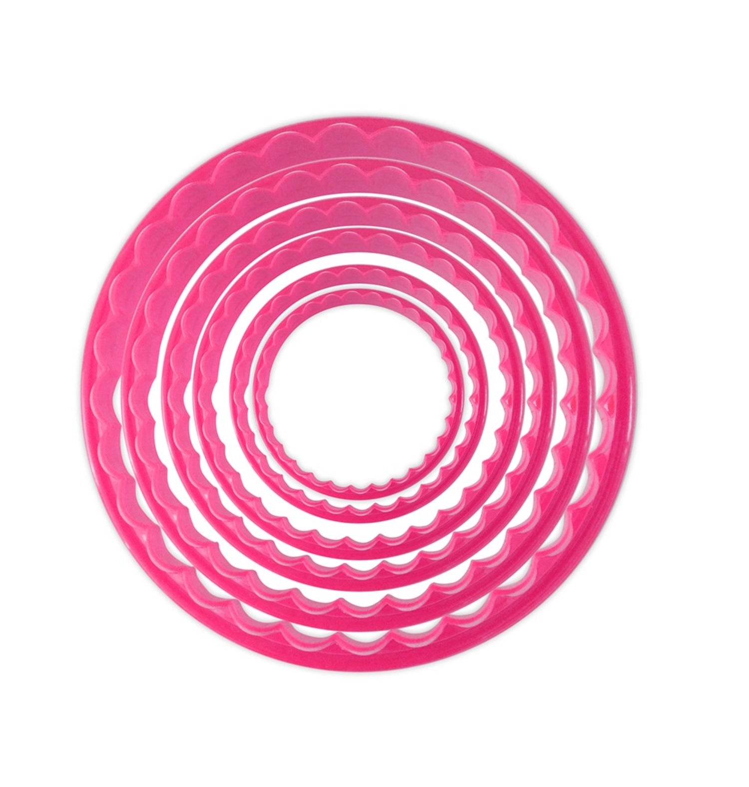 Set aus 6 runden 2-in-1 Ausstechern von Scrap Cooking, glatt und gewellt, ideal für kreative Backprojekte und zum Ausstechen von Teig.