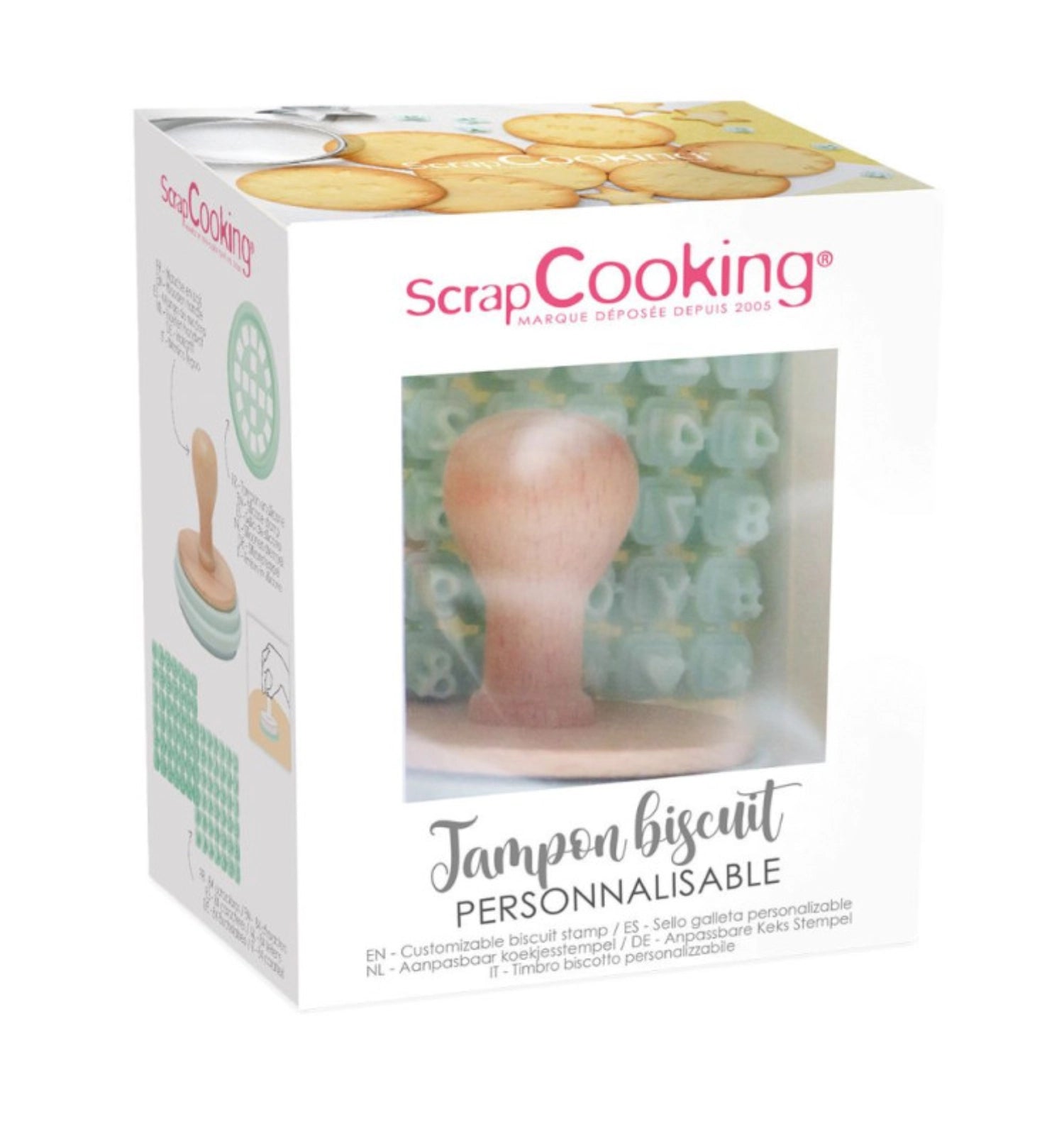 Gestalte deine Backkreationen einzigartig! Der Message Stempel von Scrap Cooking bringt persönliche Botschaften auf Kekse und Torten.