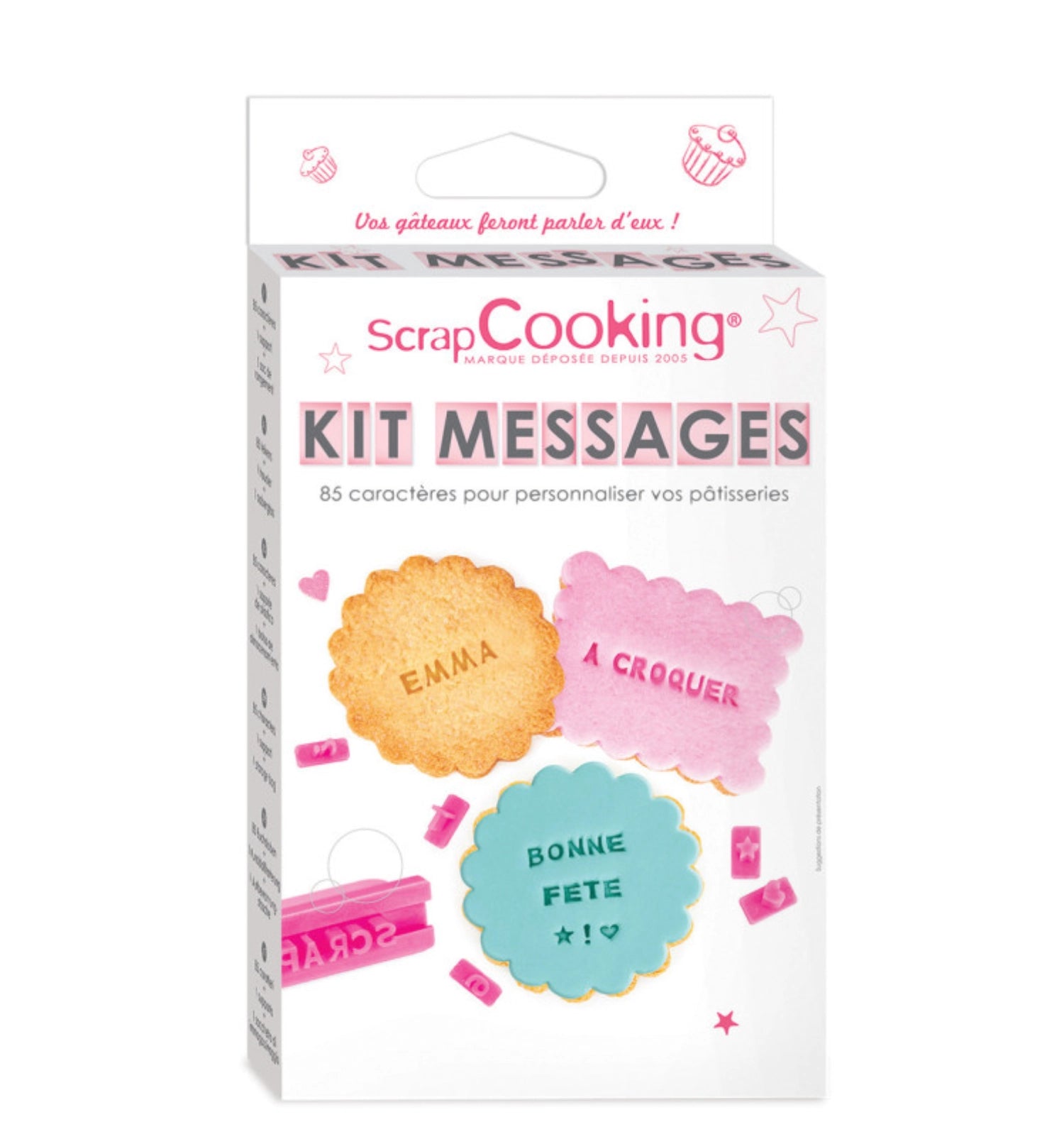 Gestalten Sie mit dem Scrap Cooking Biskuit Messages Set einzigartige Kekse! Perfekt für persönliche Botschaften und kreative Backideen.