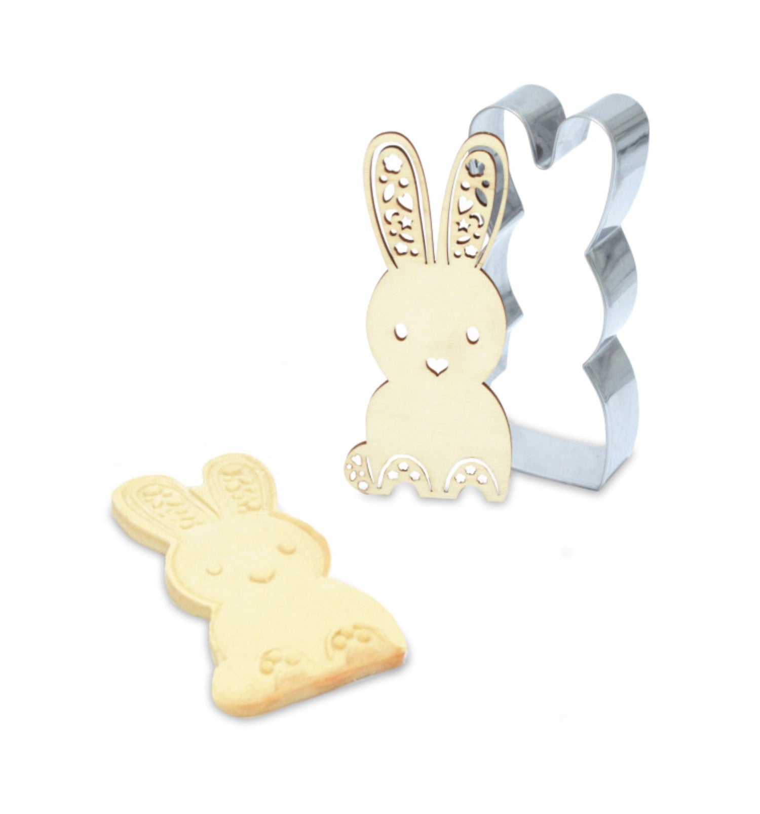 Entdecken Sie die Ausstechform und Holzpräger Hase von Scrap Cooking – ideal für kreative Backideen und festliche Anlässe wie Ostern!