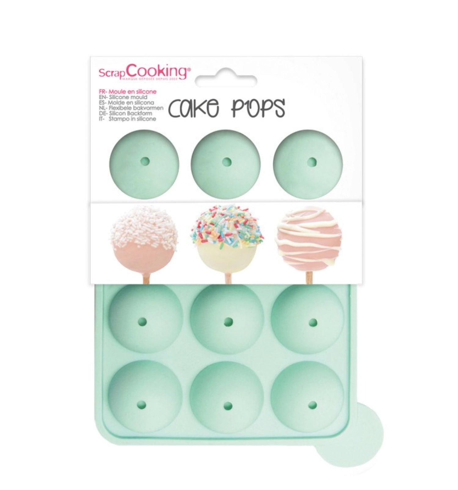 Silikonbackform für 15 Mini Pop Cakes von Scrap Cooking. Perfekt für kreative Backideen, flexibel und einfach zu reinigen.