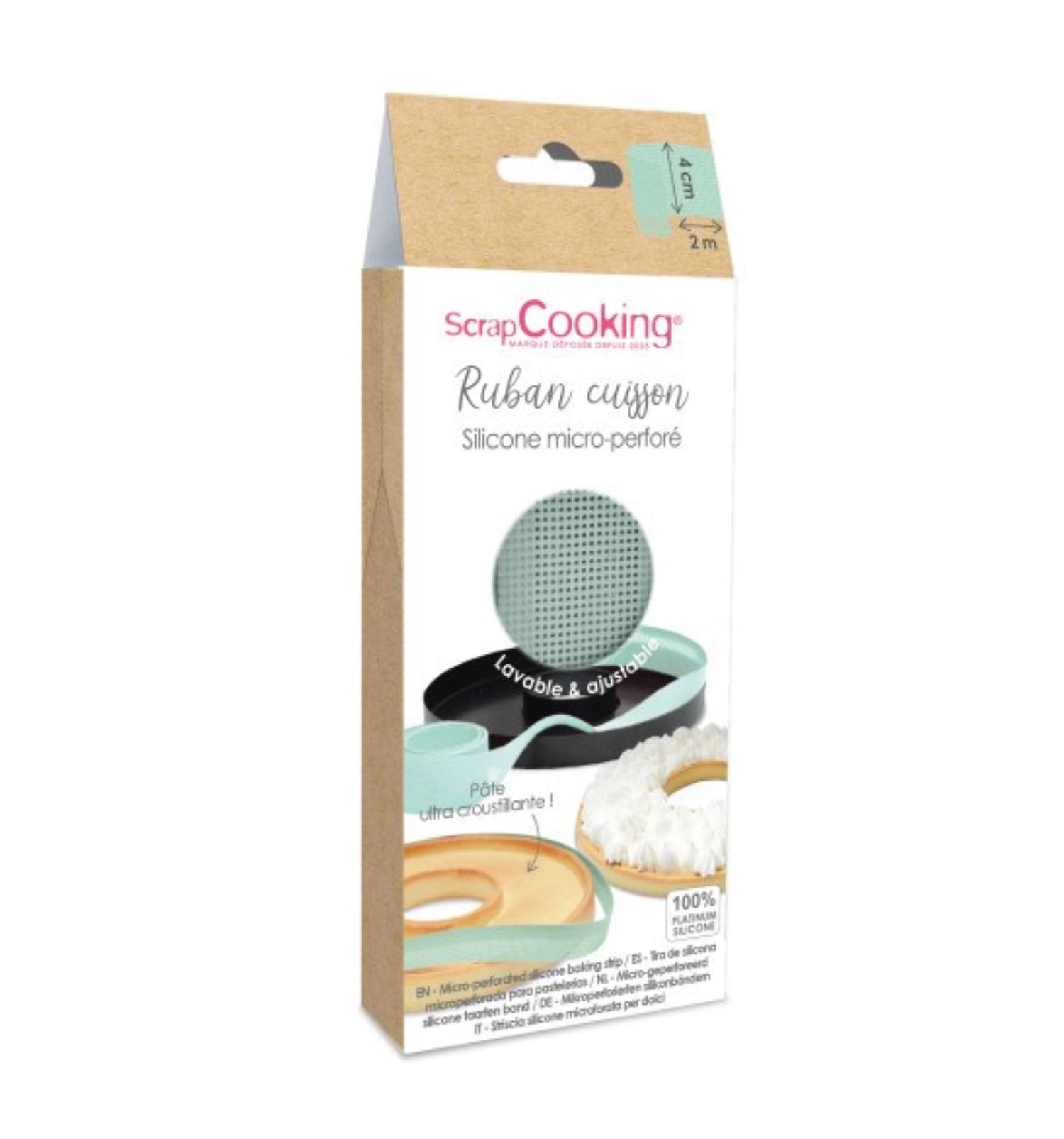 Perforiertes Silikon-Backband von Scrap Cooking, 4 cm hoch und 200 cm lang, perfekt für vielseitige Backanwendungen und kreative Küchenprojekte.