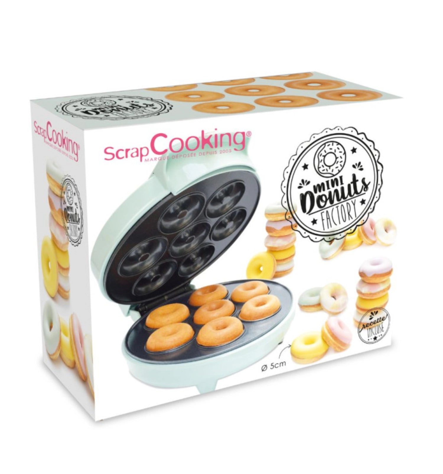 Die Donuts Factory von Scrap Cooking ermöglicht die einfache Zubereitung köstlicher, selbstgemachter Donuts in verschiedenen Formen und Geschmacksrichtungen.