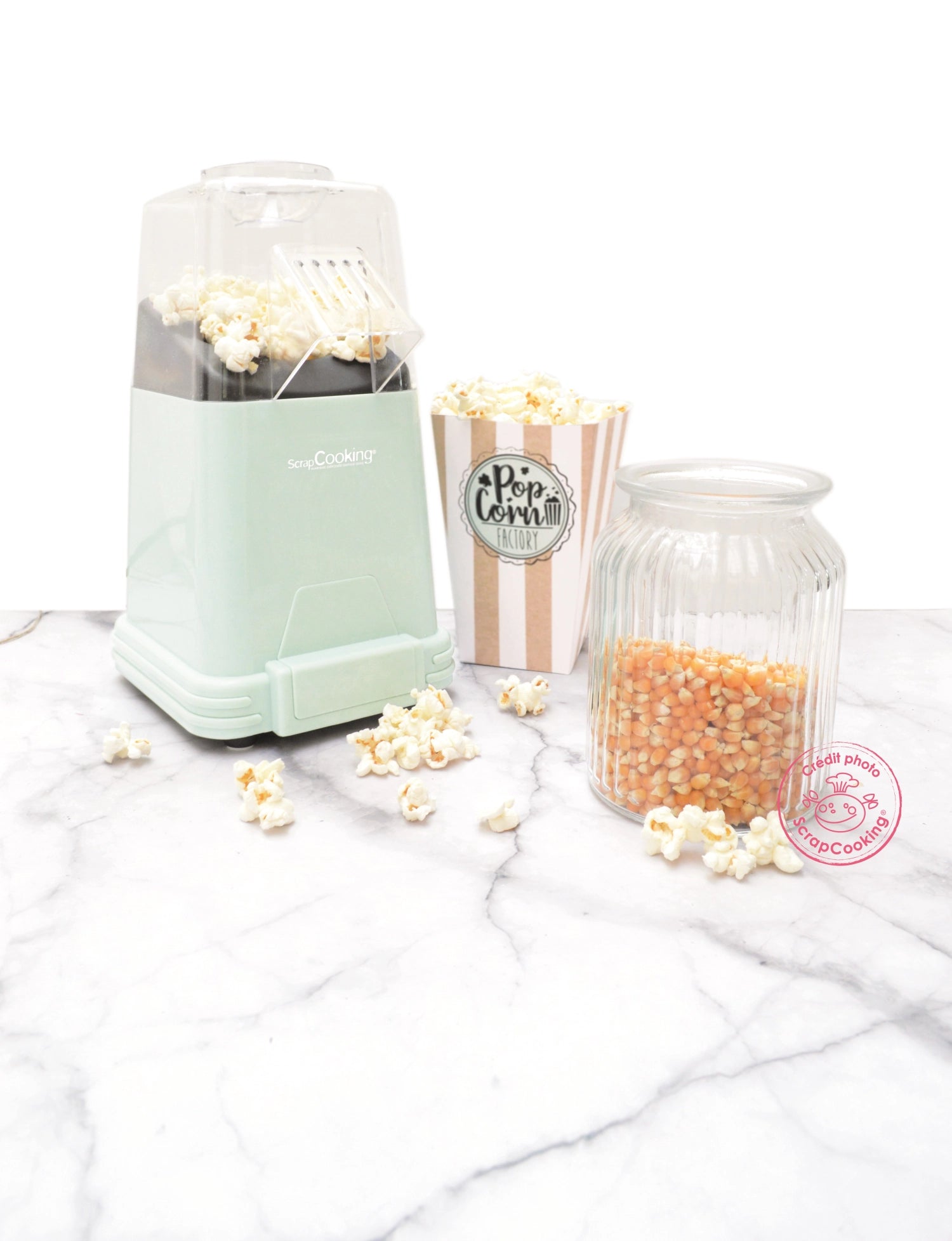 Popcornmaschine von Scrap Cooking, ideal für die Zubereitung von frischem Popcorn zu Hause, modernes Küchengerät für Filmabende.