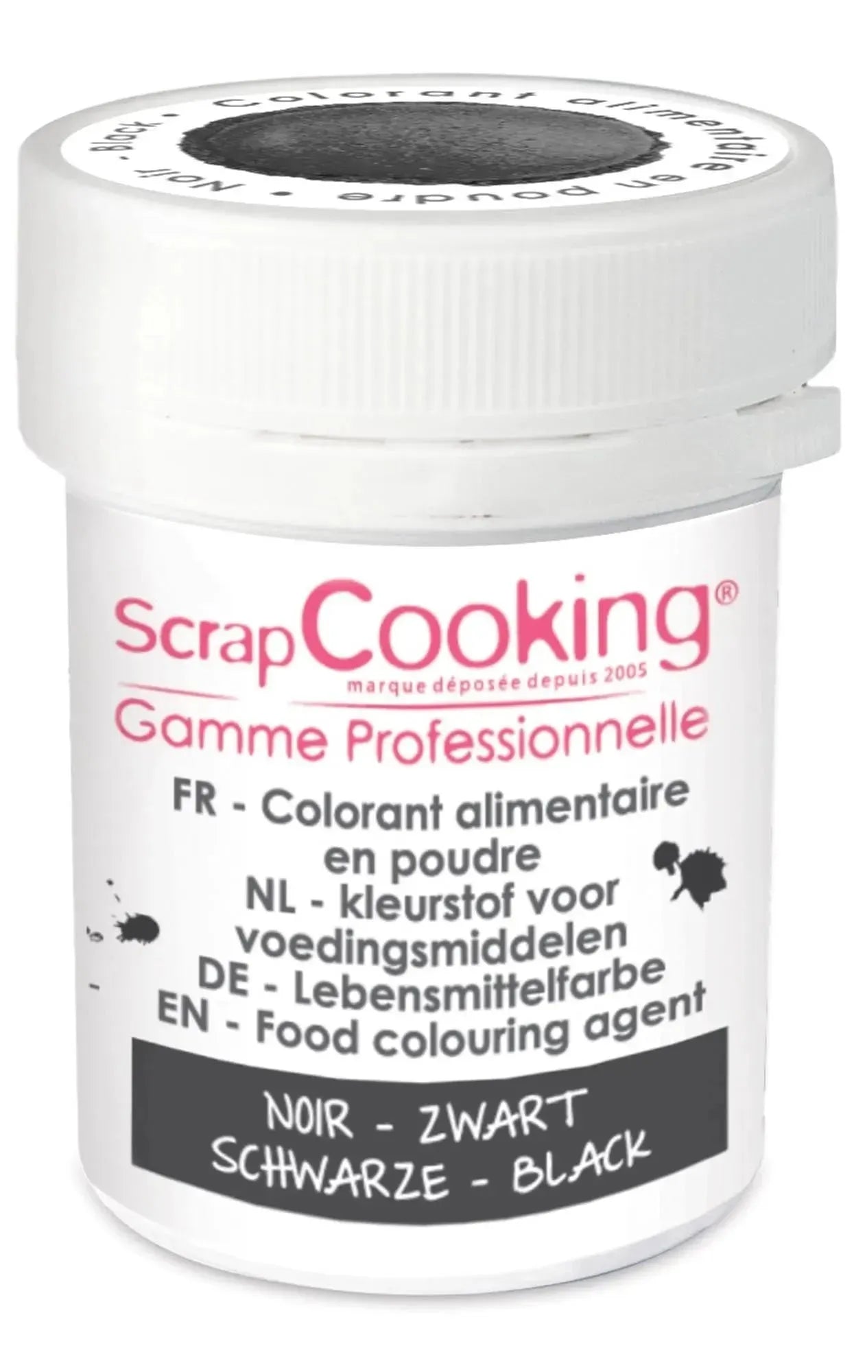 Schwarzes Farbpulver 5g von Scrap Cooking: Ideal zum Färben von Teigen, Cremes und Desserts. Vegan, glutenfrei, geschmacksneutral.