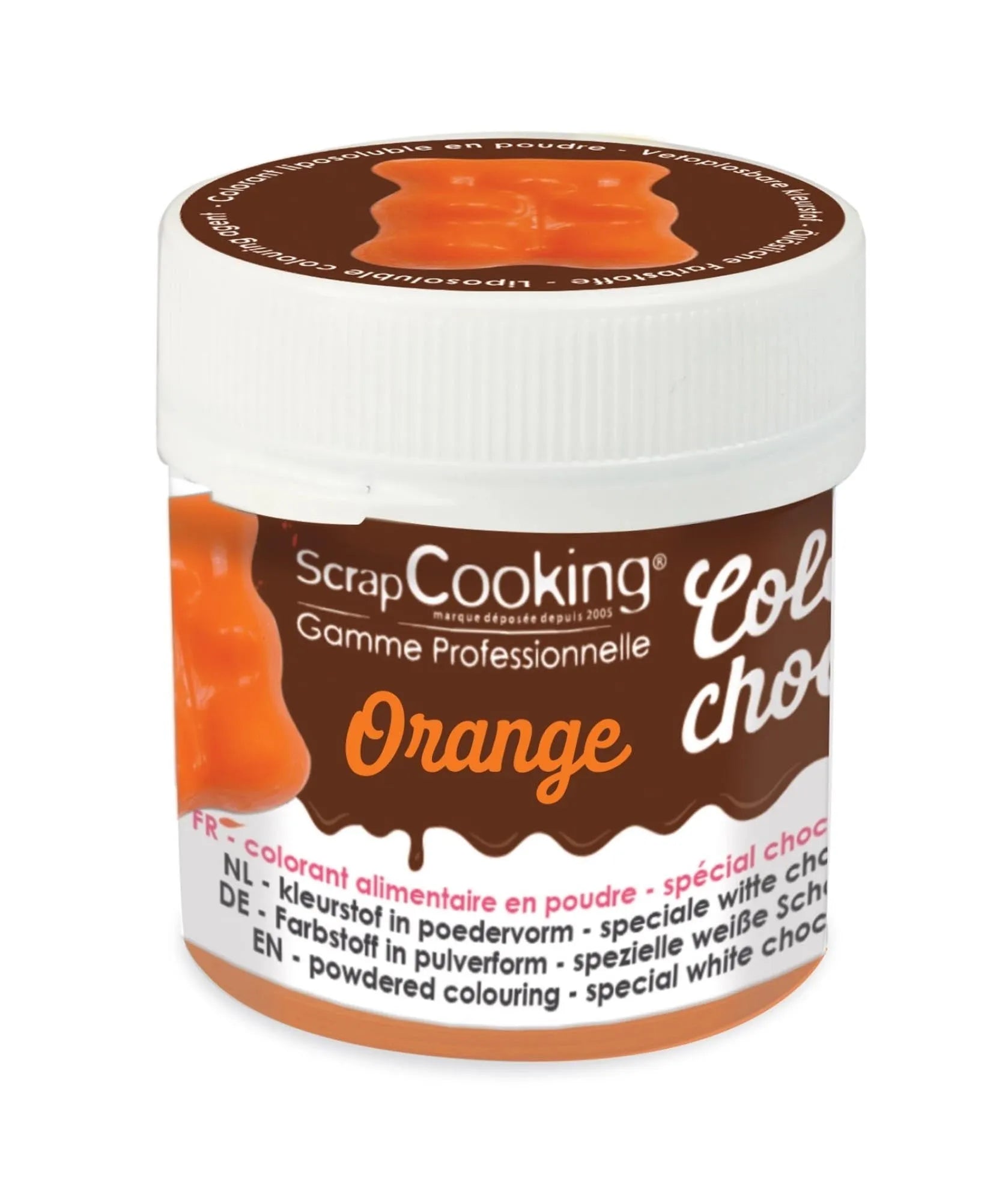 Verleihen Sie Ihren Backkreationen mit dem Farbpulver Choco orange von Scrap Cooking eine intensive Farbe und köstlichen Geschmack.