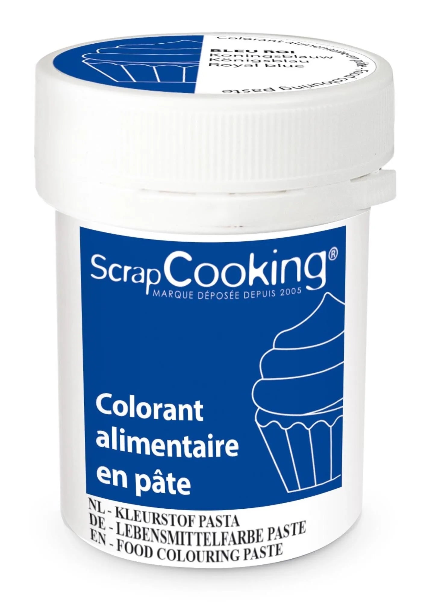 Intensive Königsblau-Paste von Scrap Cooking: Perfekt für Teige, Cremes & Desserts. Einfach zu dosieren, geschmacksneutral & kinderfreundlich.