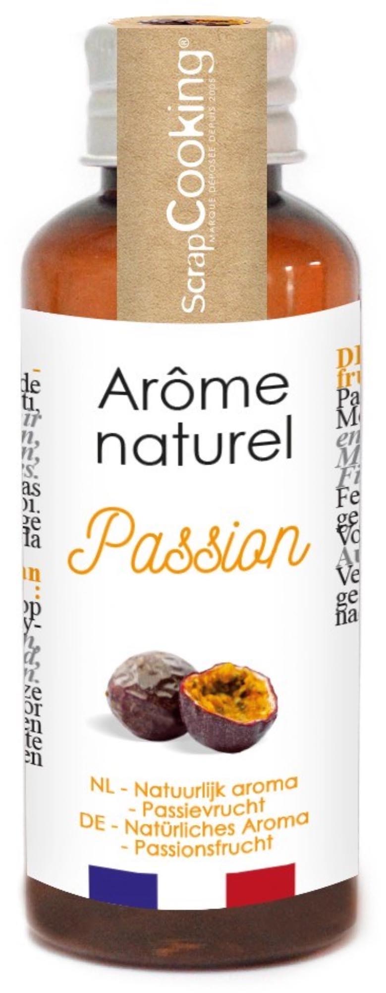 Natürliches Passionsfrucht-Aroma von Scrap Cooking: 40ml Flasche für Desserts, Smoothies, Cocktails. Intensiv, fruchtig, vielseitig einsetzbar.