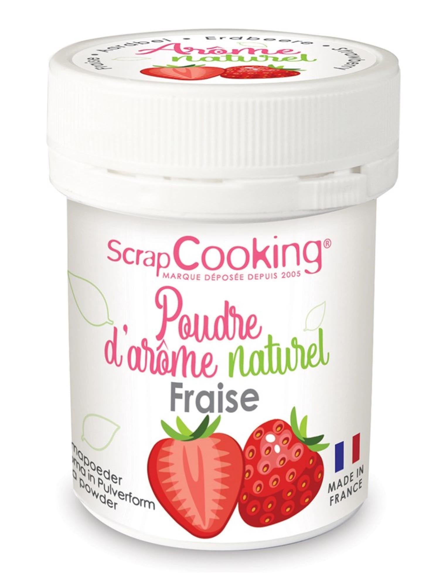 Entdecken Sie das Natur Aroma Farbpulver Erdbeere 15g von Scrap Cooking. Ideal für kreative Backwaren, verleiht es intensives Erdbeeraroma und leuchtende Farbe.