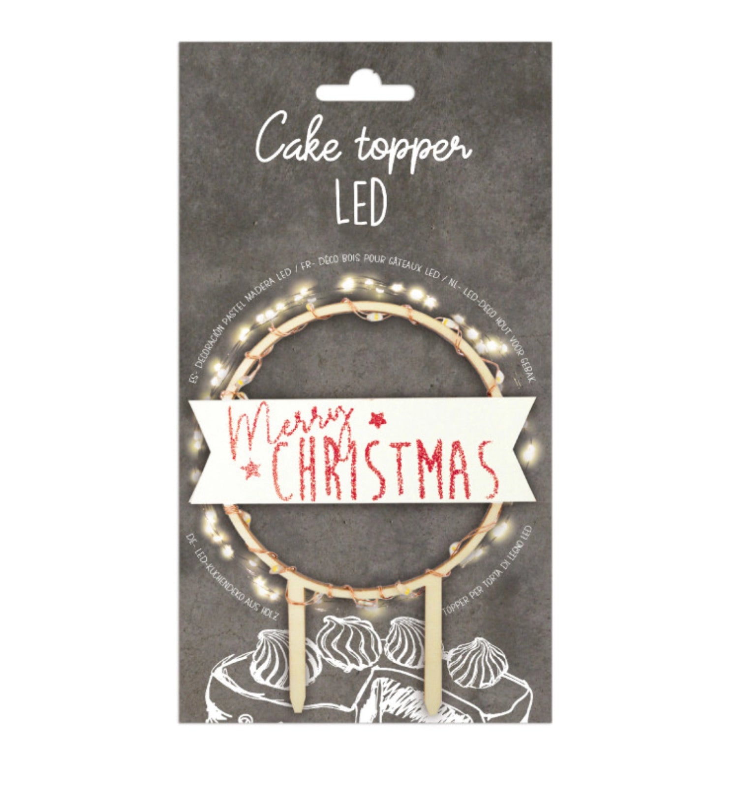 Verleihen Sie Ihren Weihnachtskuchen mit dem LED Cake Topper "Merry Christmas" von Scrap Cooking einen festlichen Glanz. Nachhaltig, stilvoll und wiederverwendbar!