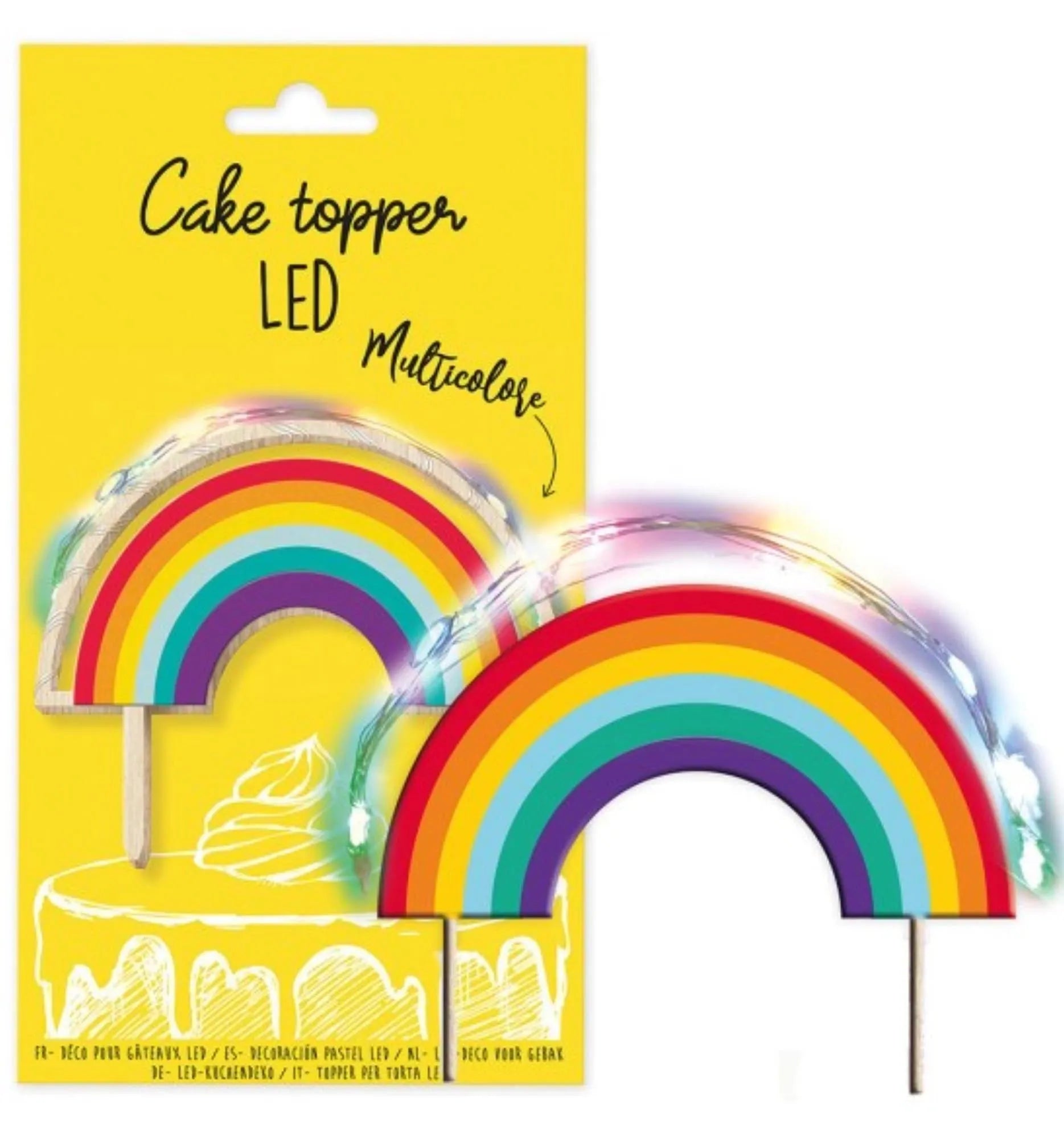 Cake Topper mit LED-Beleuchtung Regenbogen, Backutensilien, KAQTU Design