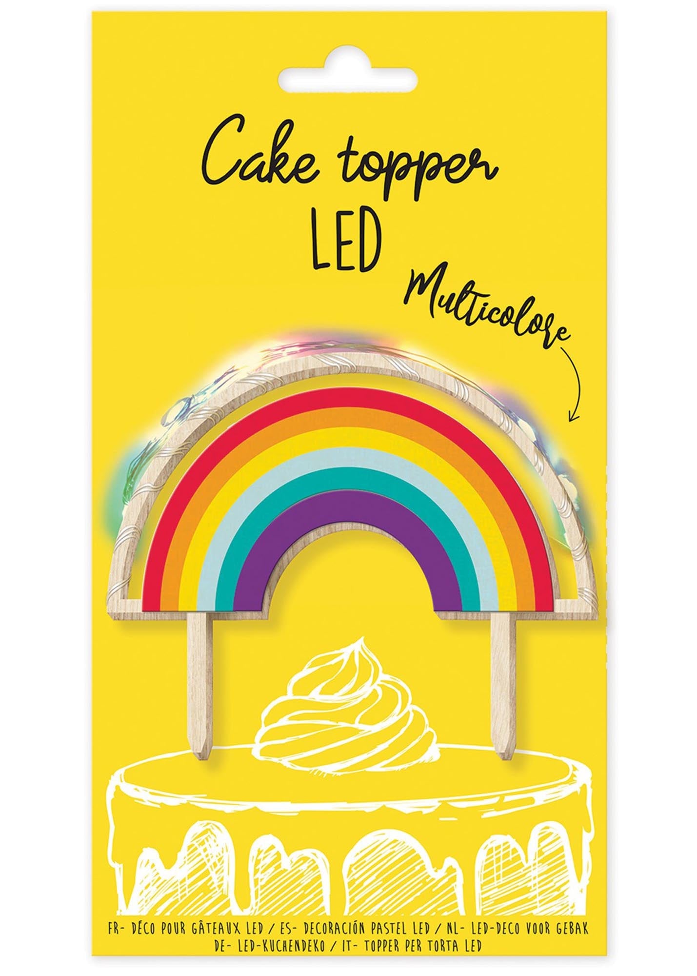 Leuchtender Regenbogen Cake Topper von Scrap Cooking für Torten.