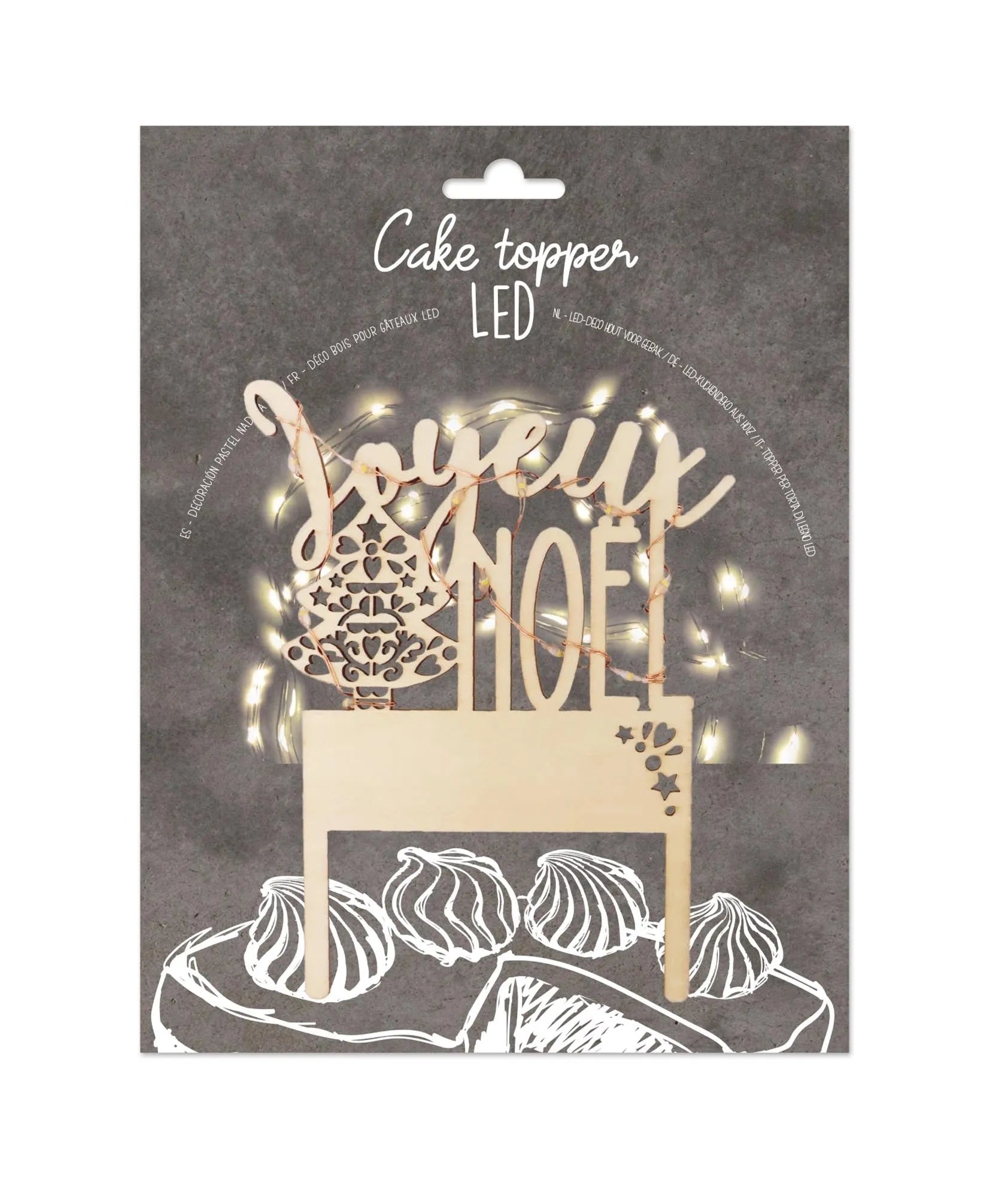 Cake Topper mit LED-Beleuchtung Merry Christmas in Braun präsentiert im Onlineshop von KAQTU Design AG. Backutensilien ist von Scrap Cooking