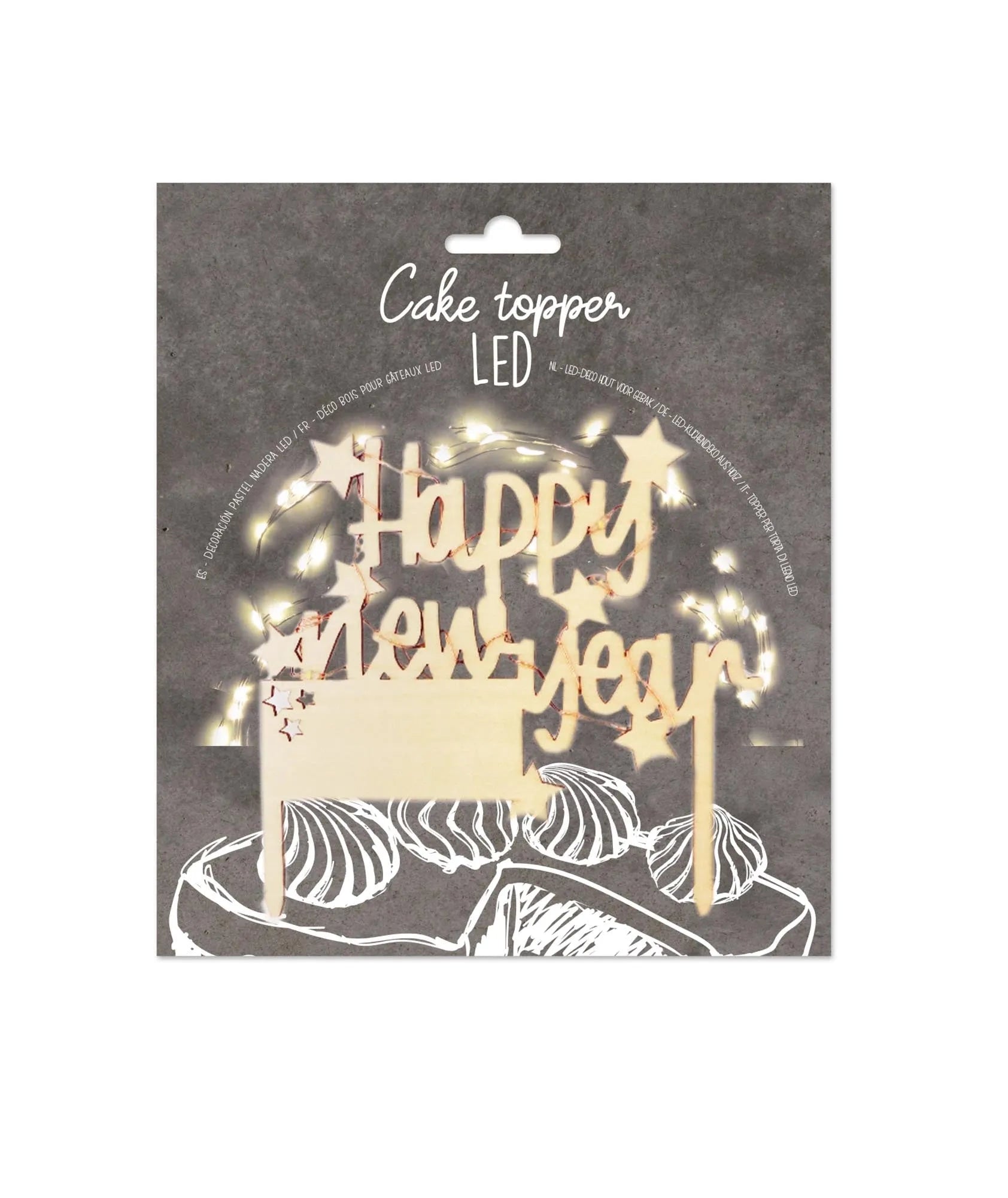 Cake Topper mit LED-Beleuchtung Happy New Year