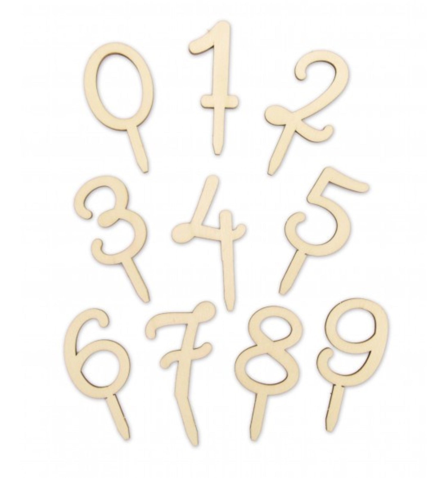 Hochwertiger Holz-Cake Topper mit Zahlen von 0 bis 9, perfekt für personalisierte Geburtstagskuchen und kreative Backprojekte von Scrap Cooking.