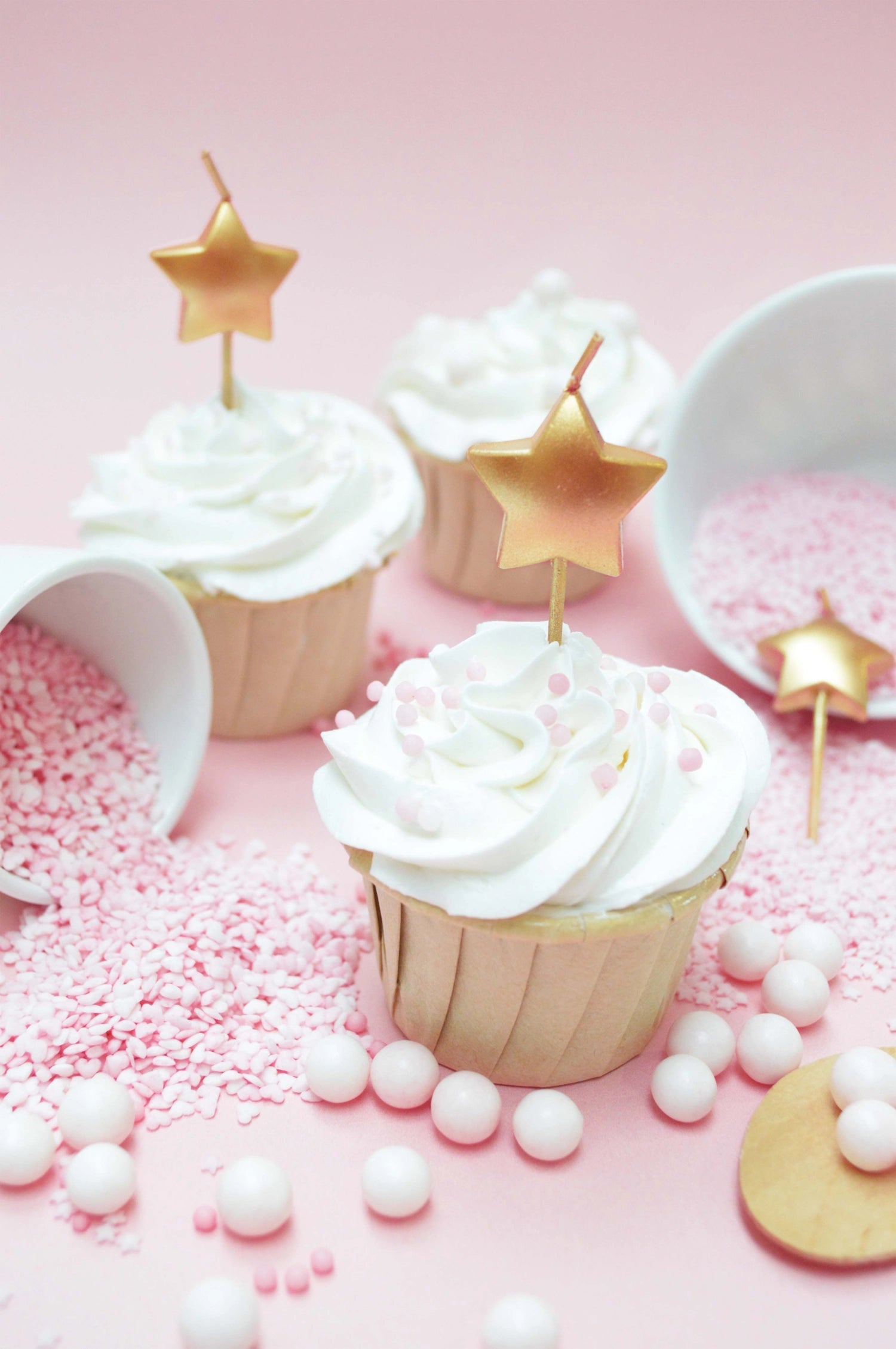 15-tlg. Set goldene Kerzen 123 Stern