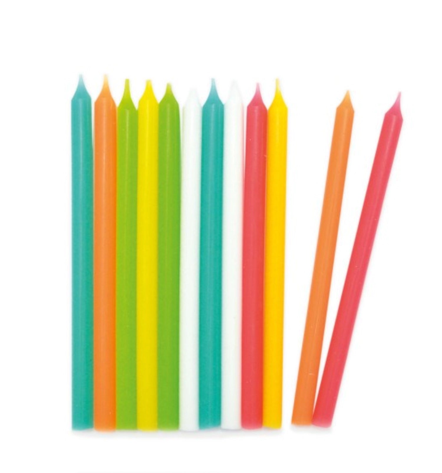 Buntes 20er Set langer Kerzen (12 cm) von Scrap Cooking, ideal für kreative Dekorationen und festliche Anlässe, sorgt für eine fröhliche Atmosphäre.