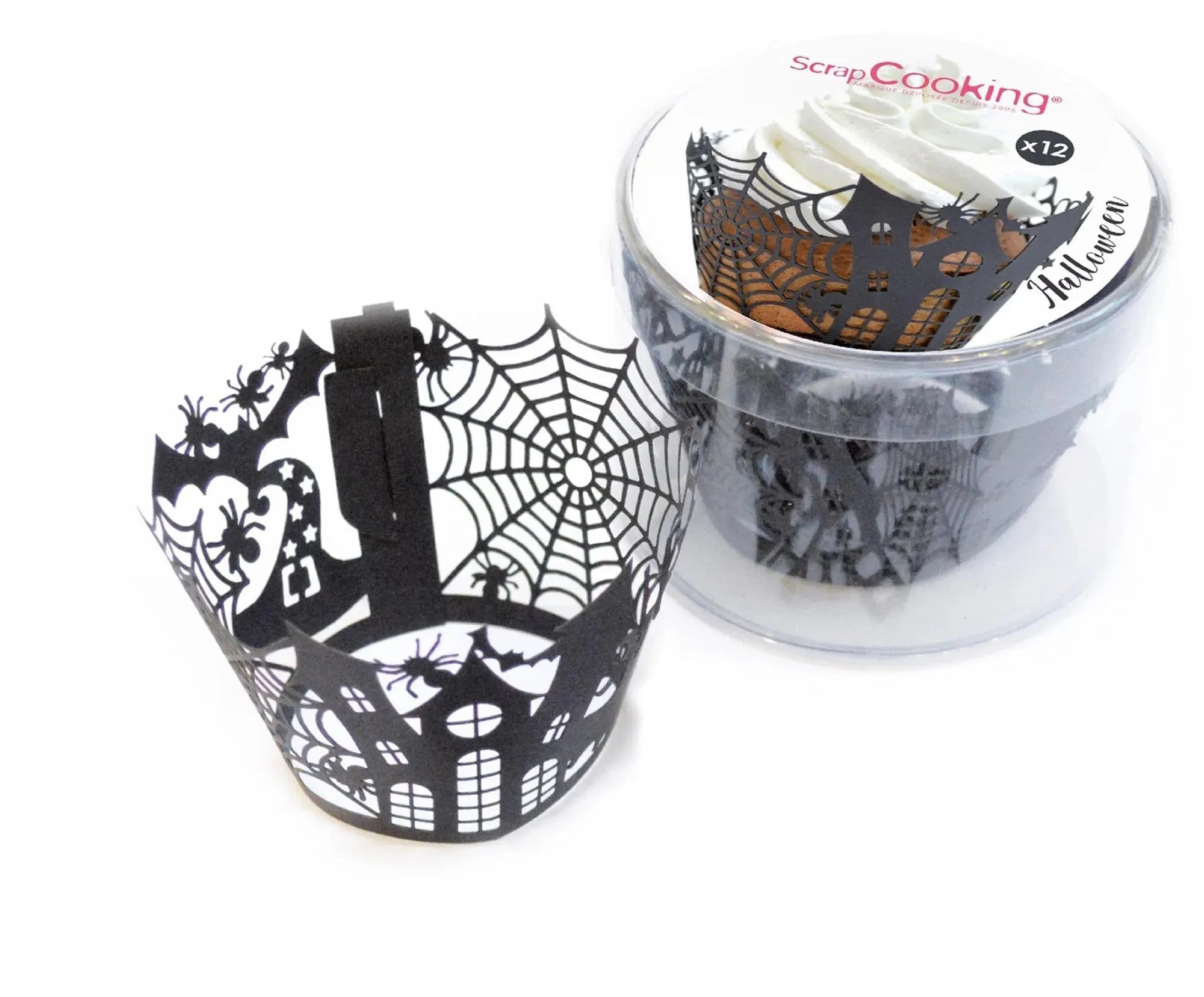 Verleihen Sie Ihren Cupcakes mit den 12 Halloween-Wrappers von Scrap Cooking einen schaurig-schönen Look! Perfekt für jede Gruselparty.