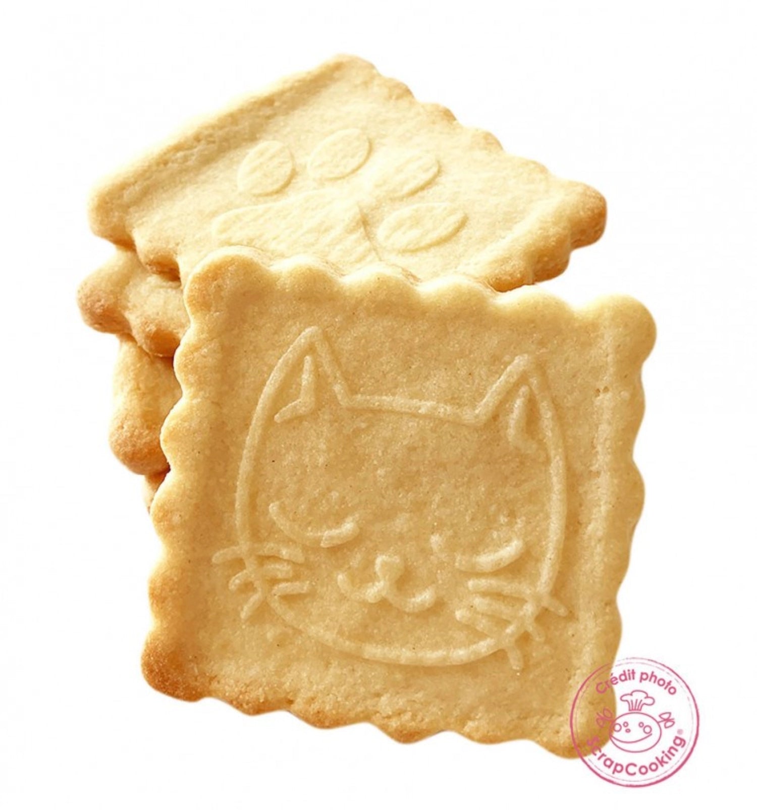Verspielter Katzen-Würfelstempel und Ausstecher von Scrap Cooking, perfekt für originelle Keksformen und kreative Backideen.