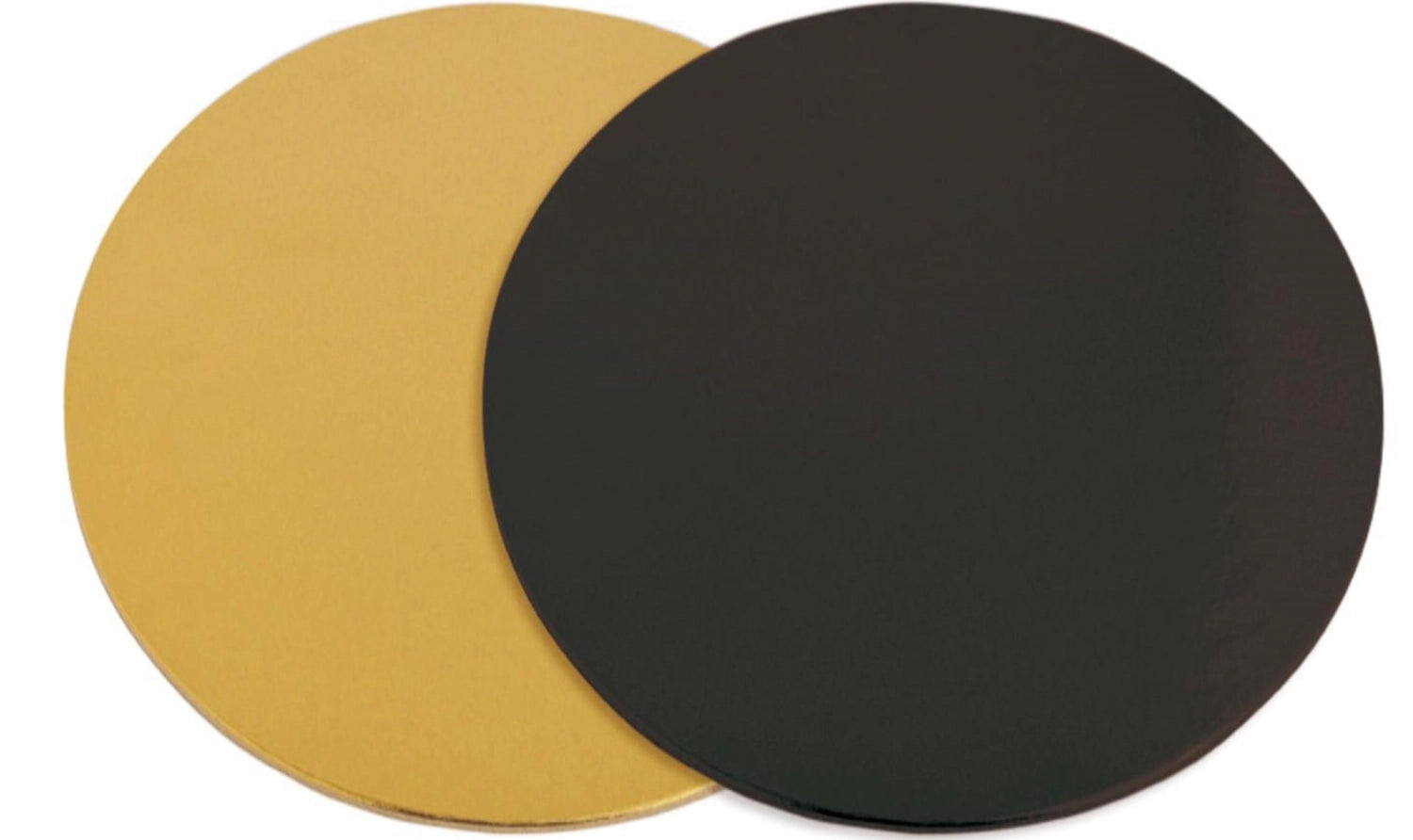 Elegantes 6er Set Untersetzer für Kuchen in Gold und Schwarz, 24 cm Durchmesser, perfekt für Torten und Desserts, stilvoll und funktional.