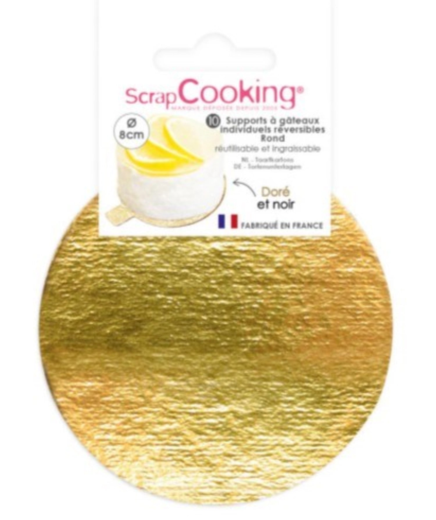 10er Set Tortenhalter gold/schwarz rund 8cm