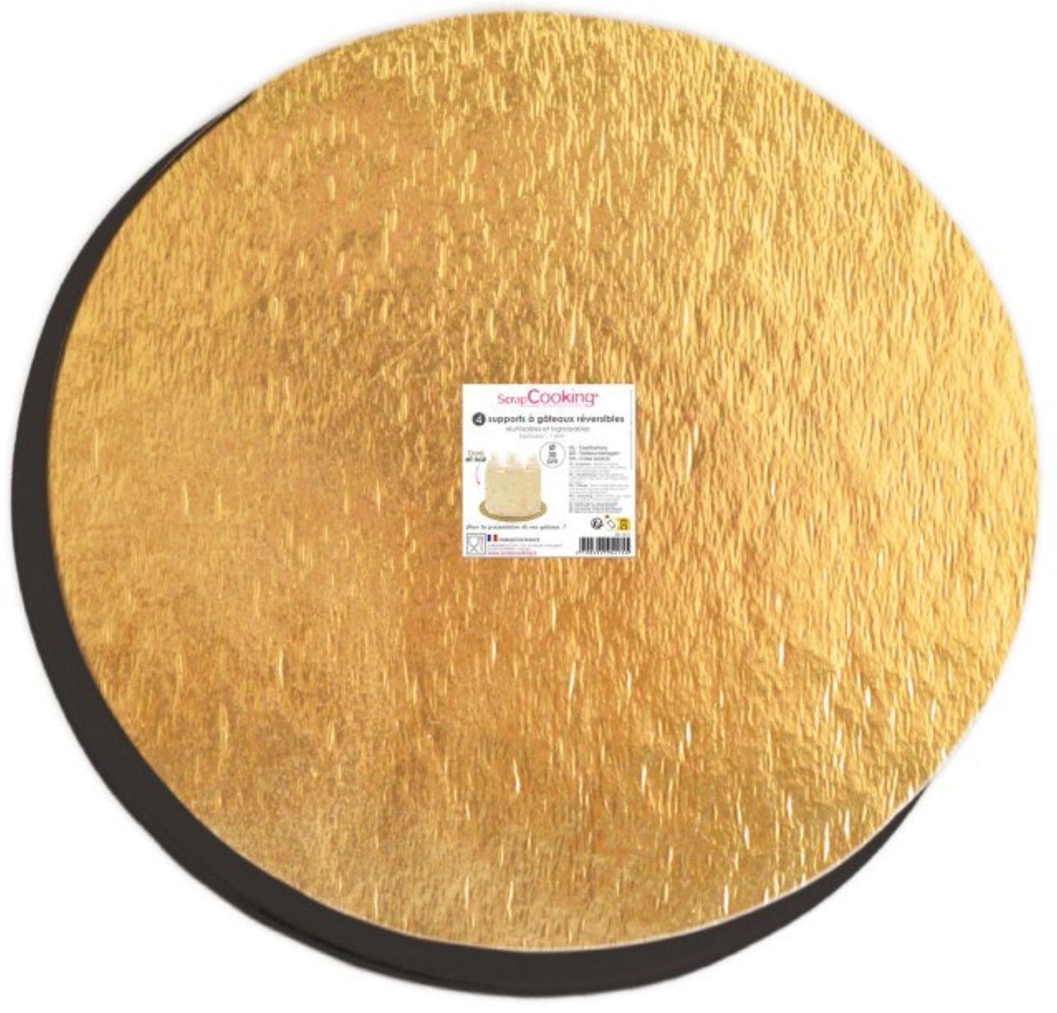 Elegantes 4er Set runder Tortenhalter in Gold und Schwarz, 30 cm Durchmesser, perfekt für stilvolle Tortendekoration und festliche Anlässe.