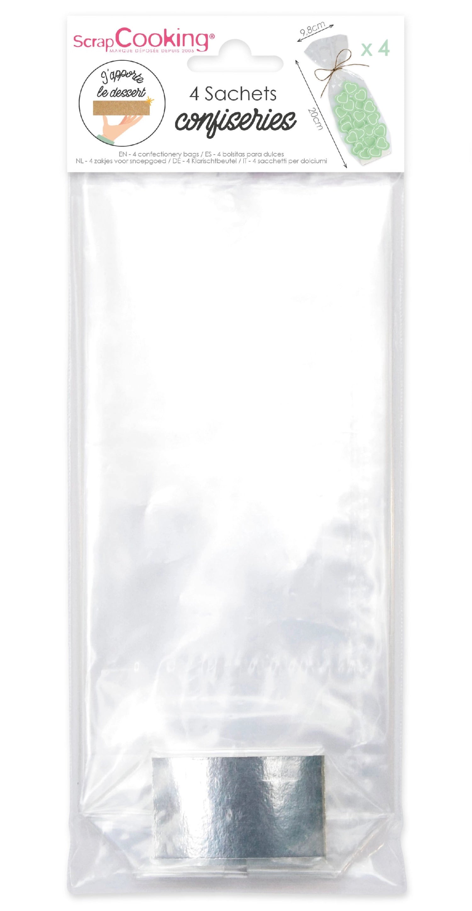 Set von 4 transparenten Spritztüten von Scrap Cooking, ideal zum kreativen Verzieren von Kuchen und für vielfältige Backprojekte.
