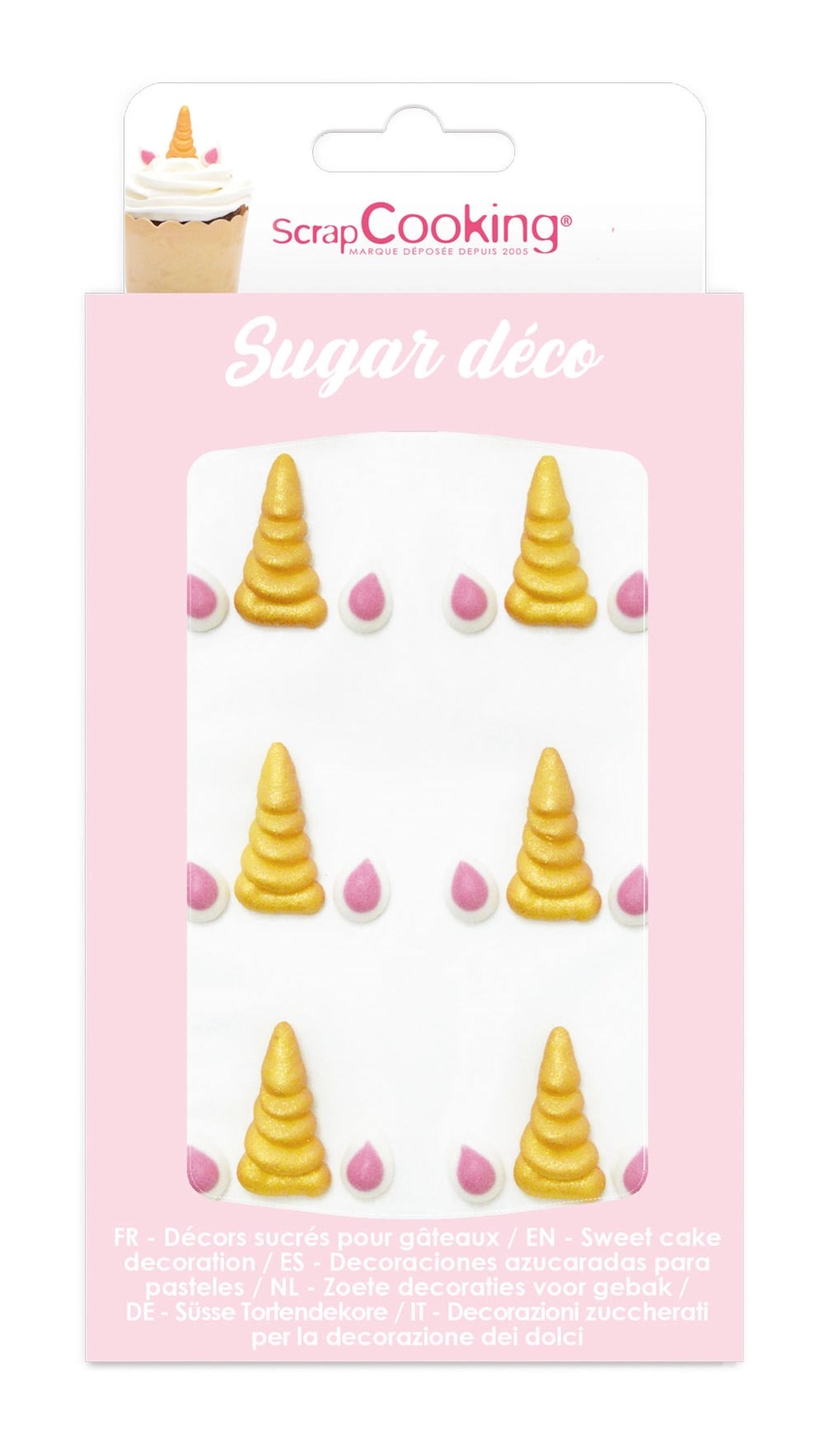 Bunte Deko Zucker Einhorn-Hörner, 6 Stück, perfekt für kreative Backprojekte und festliche Anlässe, von Scrap Cooking.