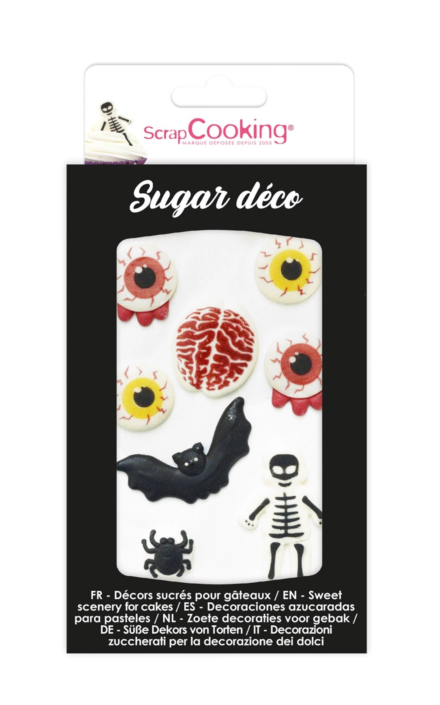 9 Stück gruselige Zucker-Dekorationen für Halloween von Scrap Cooking, ideal zum kreativen Verzieren von Süßspeisen und Leckereien.