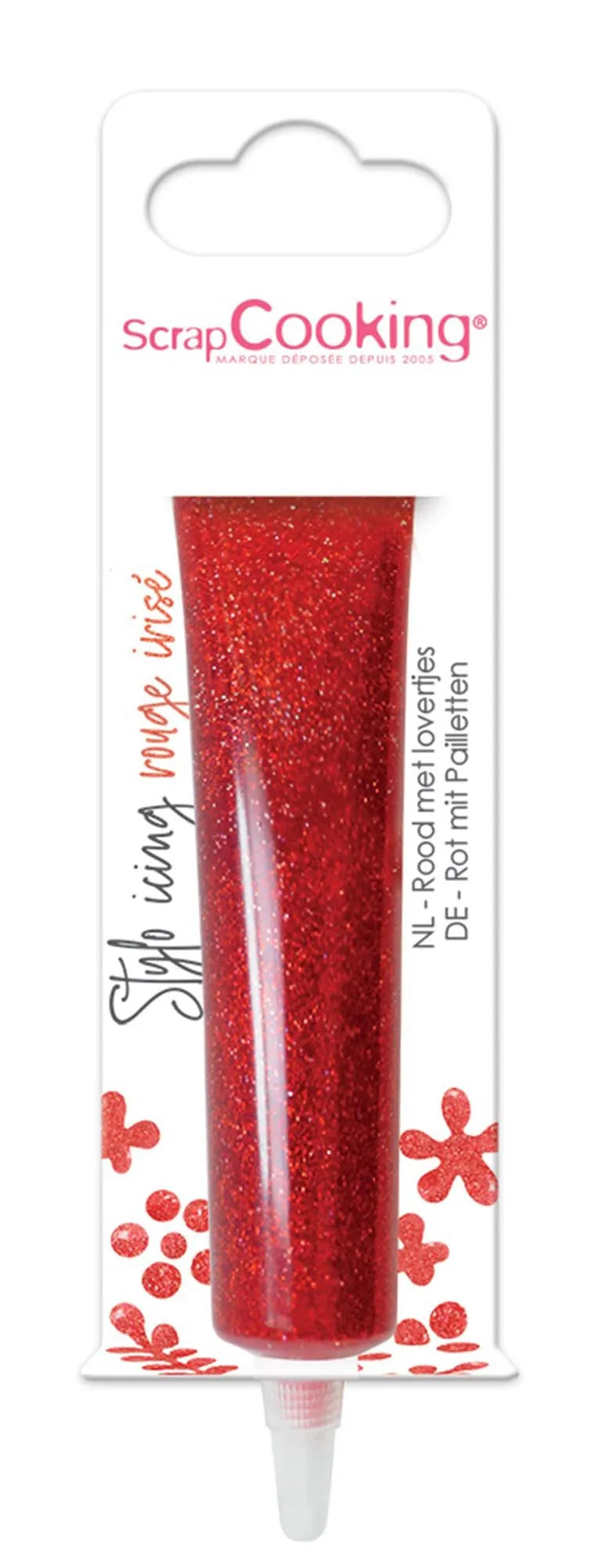 Icing Zuckergussstift Rot glitzernd, 26g - KAQTU Design