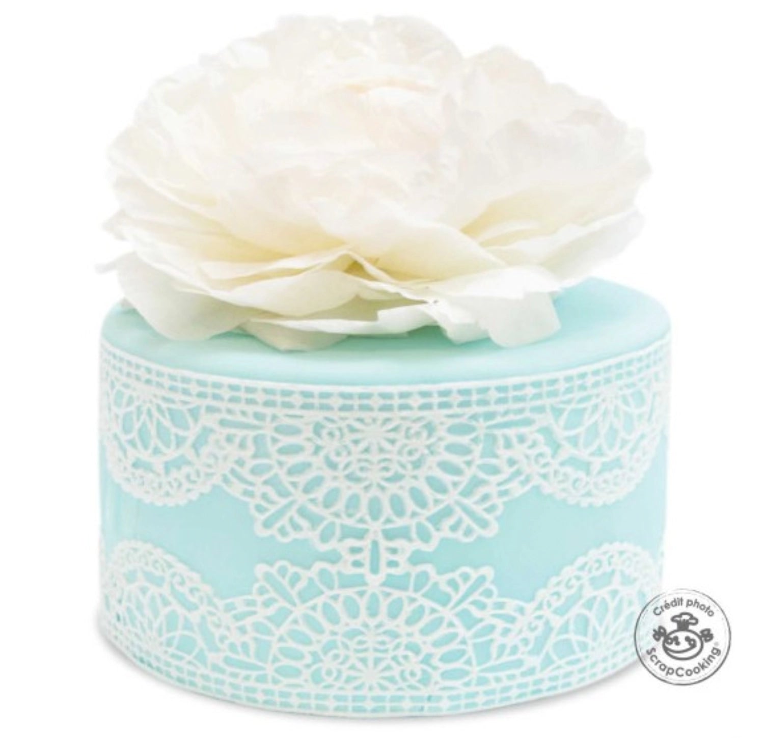 Blauer Zuckerfondant, ausgerollt, Durchmesser 36 cm, 430 g, ideal für kreative Tortendekorationen und Backprojekte von Scrap Cooking.