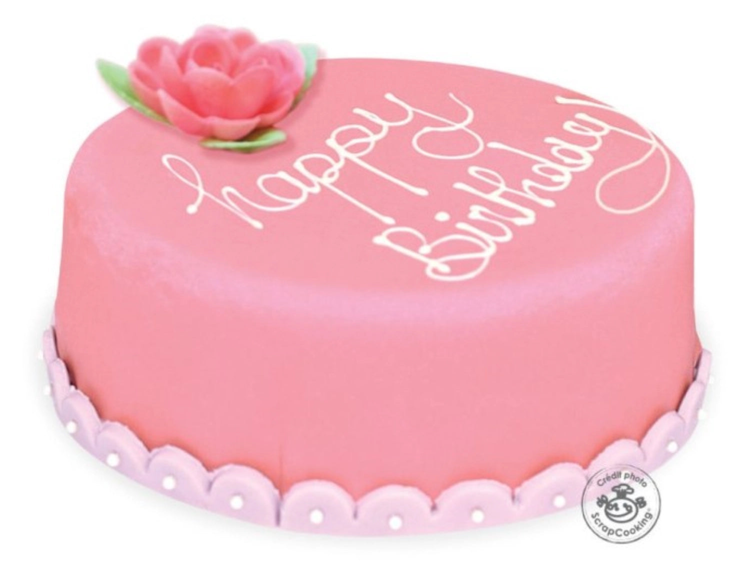 Rosa Zuckerfondant, ausgerollt, Durchmesser 36 cm, 430 g, ideal für Tortendekoration und kreative Backprojekte von Scrap Cooking.