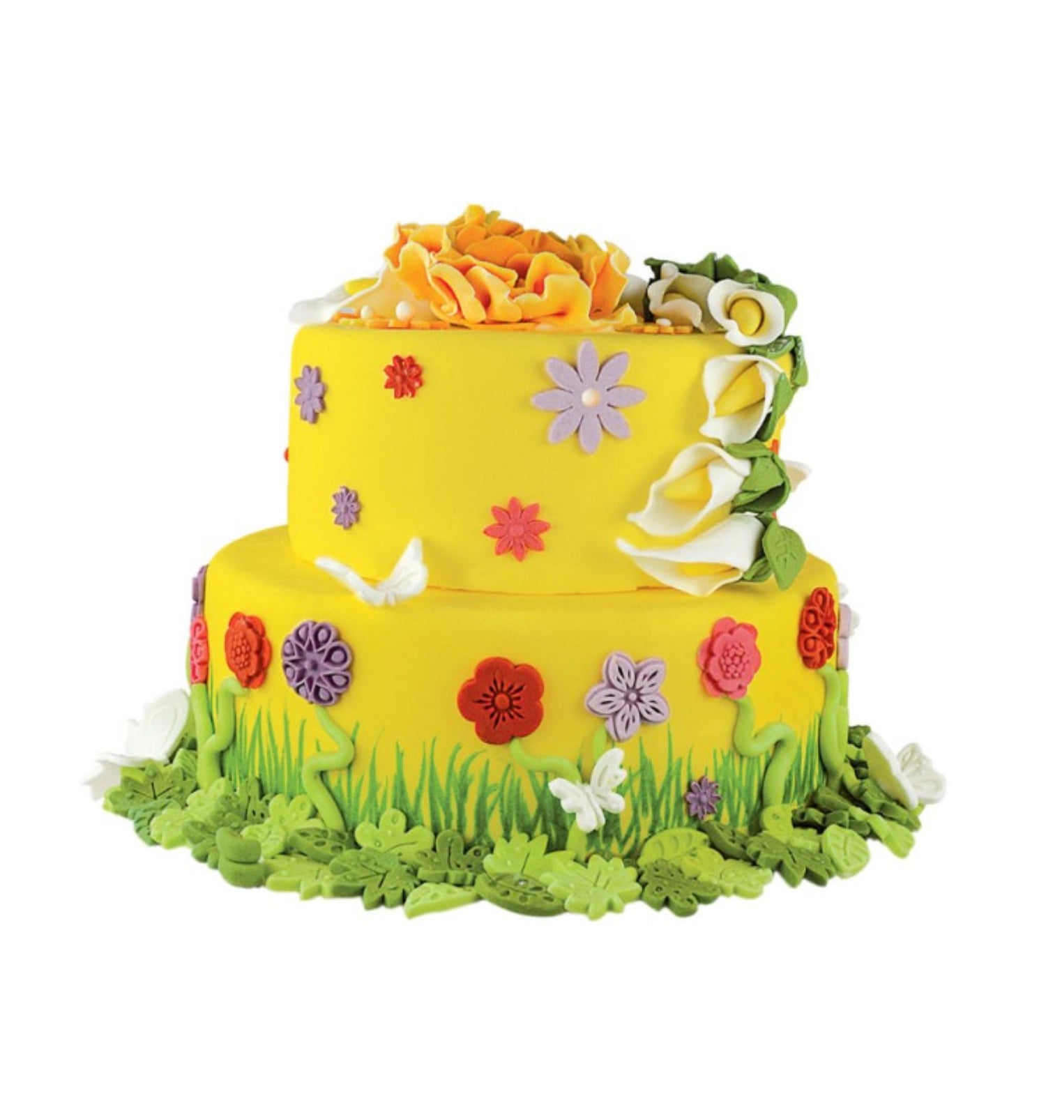 Zuckerfondant in leuchtendem Gelb, ausgerollt, Durchmesser 36 cm, 430 g, perfekt für kreative Tortendekorationen und Backprojekte.