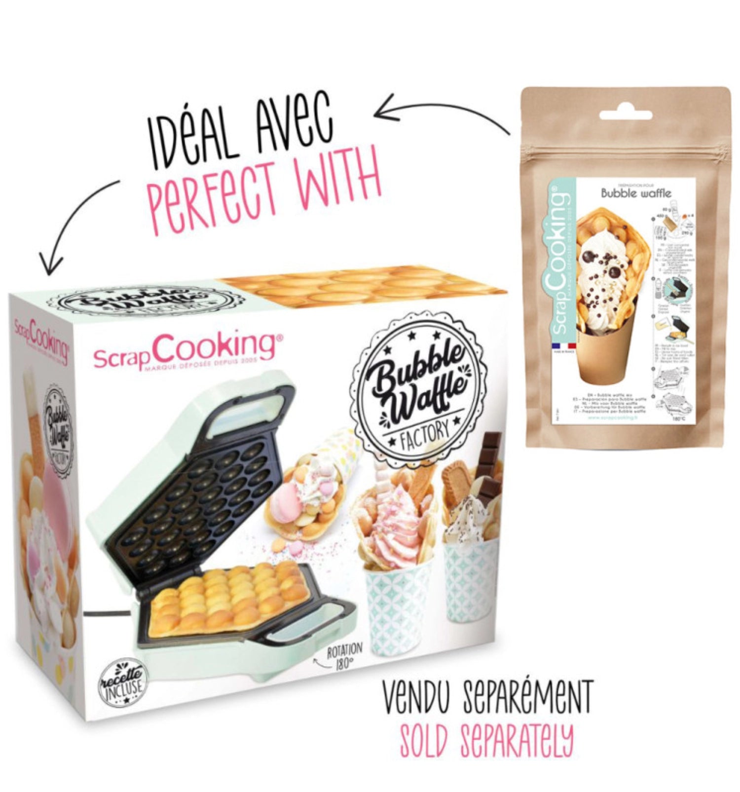Entdecken Sie die Bubble-Waffle Zubereitung 450g von Scrap Cooking – glutenfrei, hochwertig und perfekt für kreative Dessertideen!