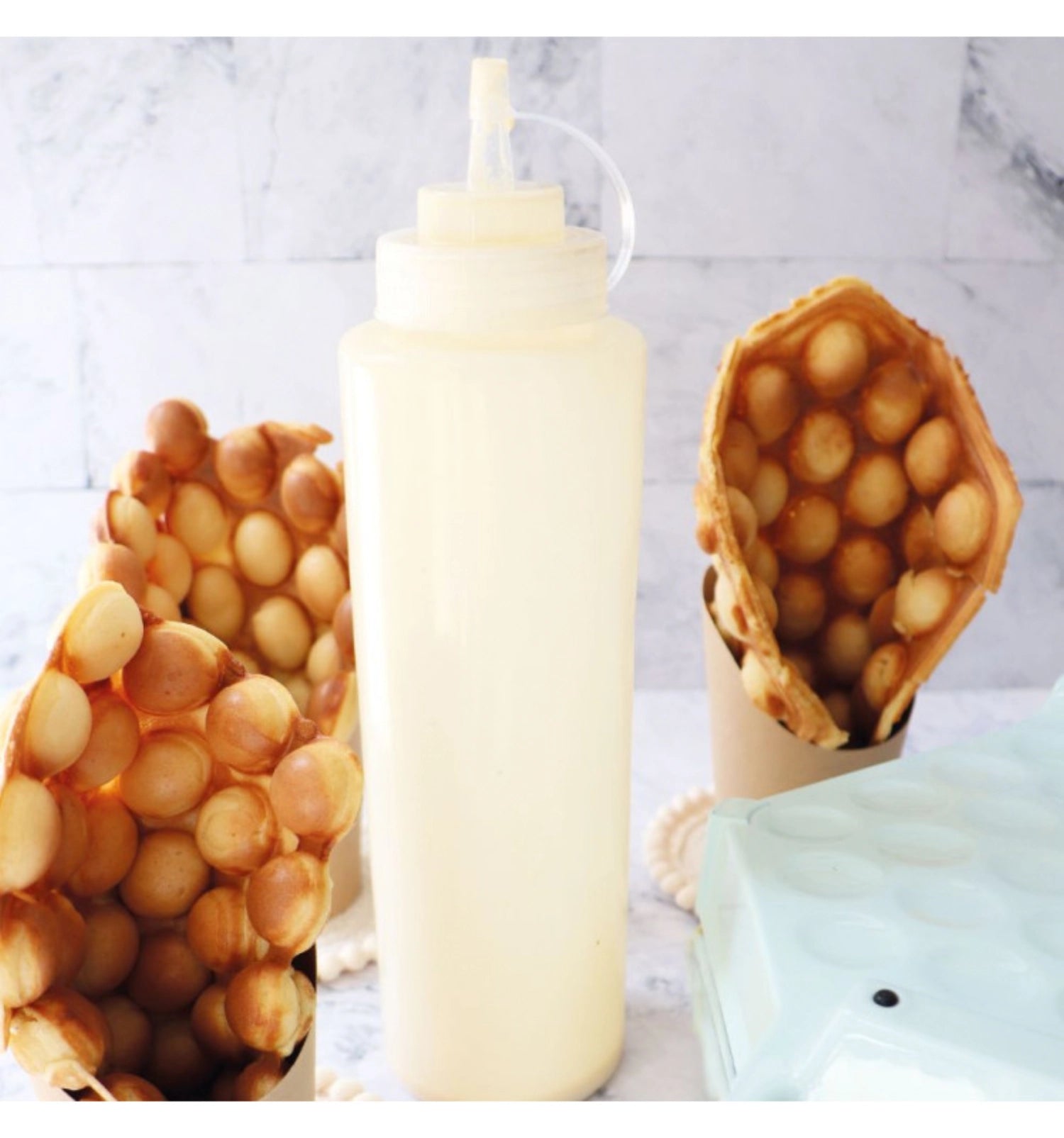 Entdecken Sie die Bubble-Waffle Zubereitung 450g von Scrap Cooking – glutenfrei, hochwertig und perfekt für kreative Dessertideen!