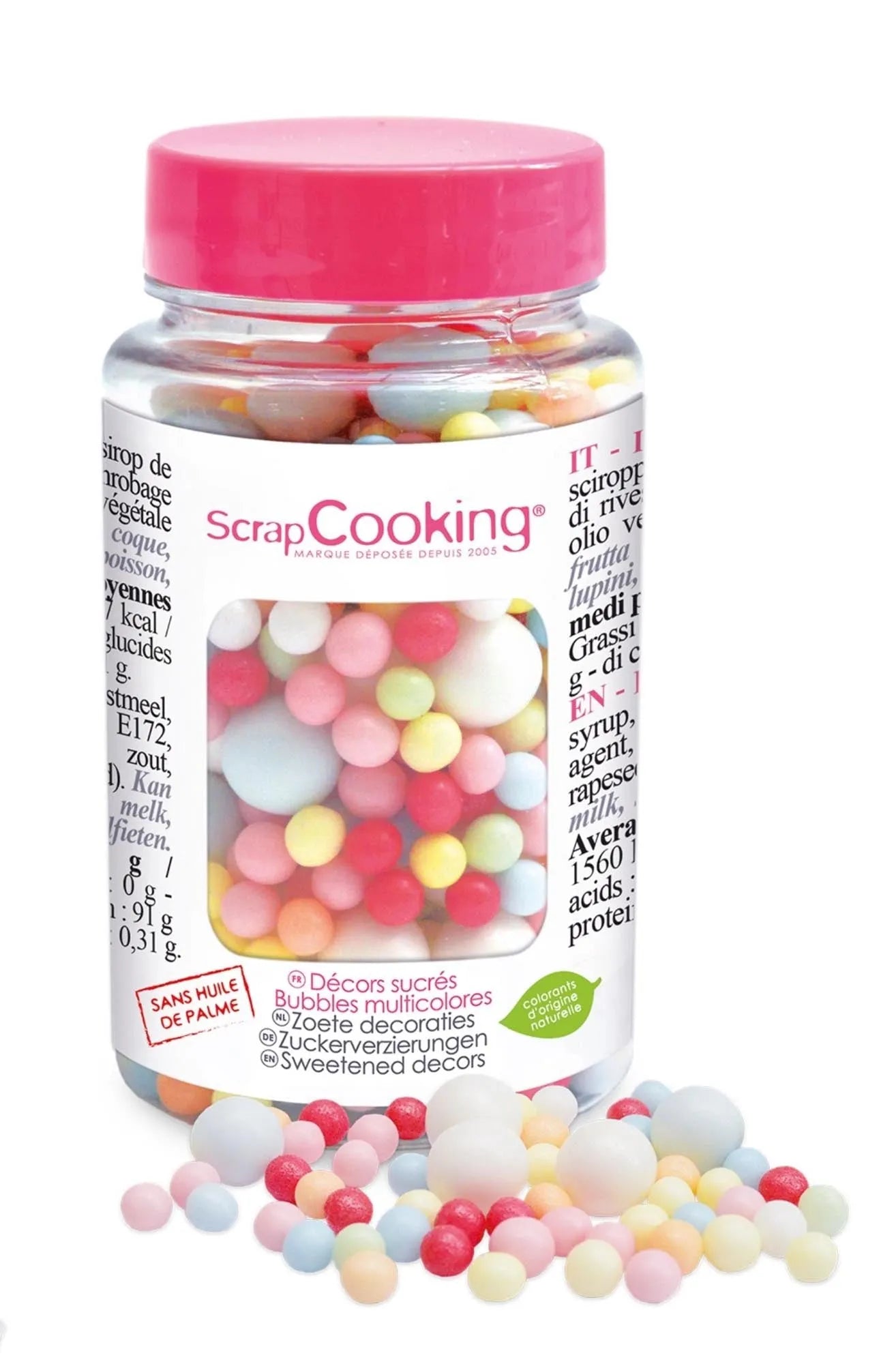 Bunte Deko Zucker Perlen Bubbles von Scrap Cooking: Perfekt für kreative Kuchen, Cupcakes und Desserts. Essbar, vielseitig, 70g.