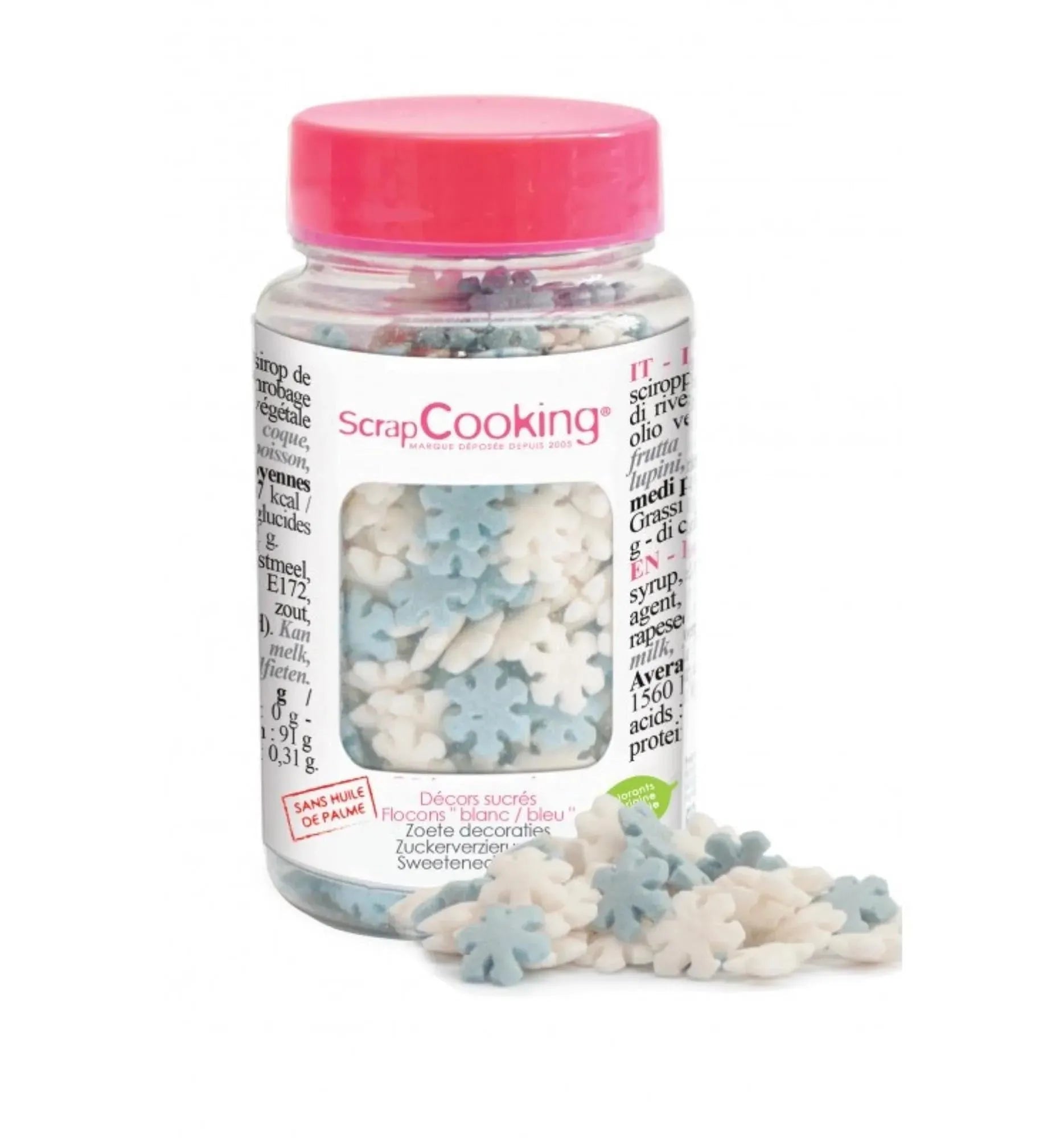 Verleihen Sie Ihren Backkreationen mit den weißen und blauen Deko Zucker Schneeflocken von Scrap Cooking einen festlichen, winterlichen Glanz.