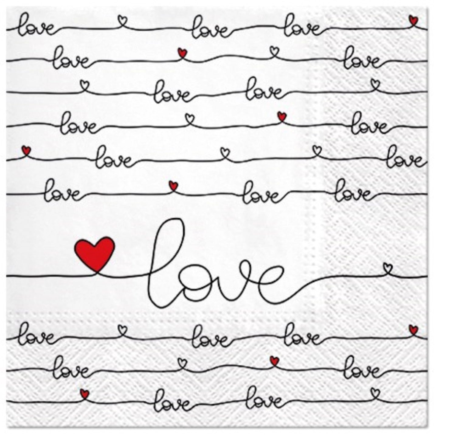Servietten Lunch 20x Love, 33x33cm in Mehrfarbig präsentiert im Onlineshop von KAQTU Design AG. Servietten ist von PAW