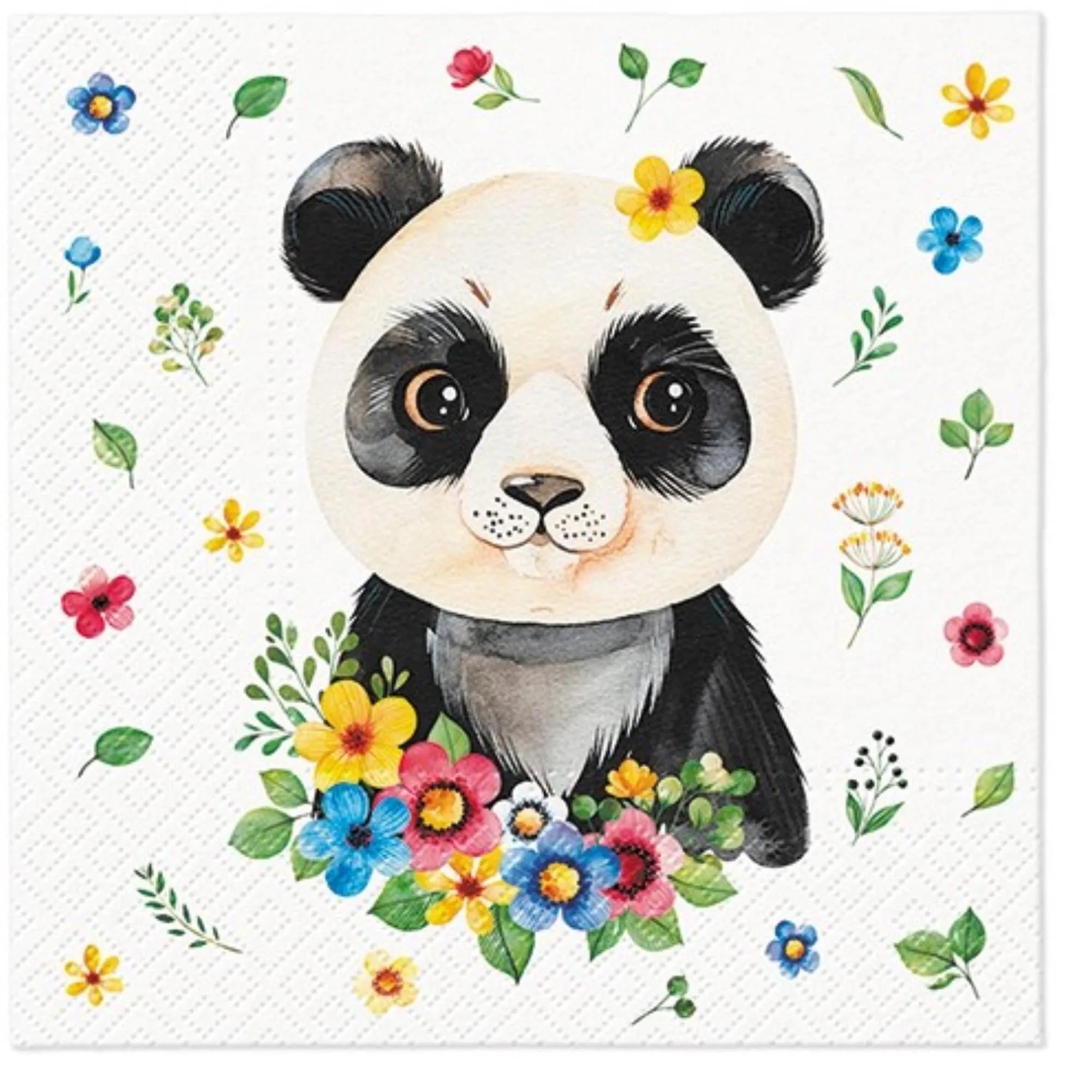 Fröhliche Panda-Servietten, 33x33cm, aus saugfähiger Zellulose. Perfekt für Kinderpartys, umweltfreundlich und biologisch abbaubar.